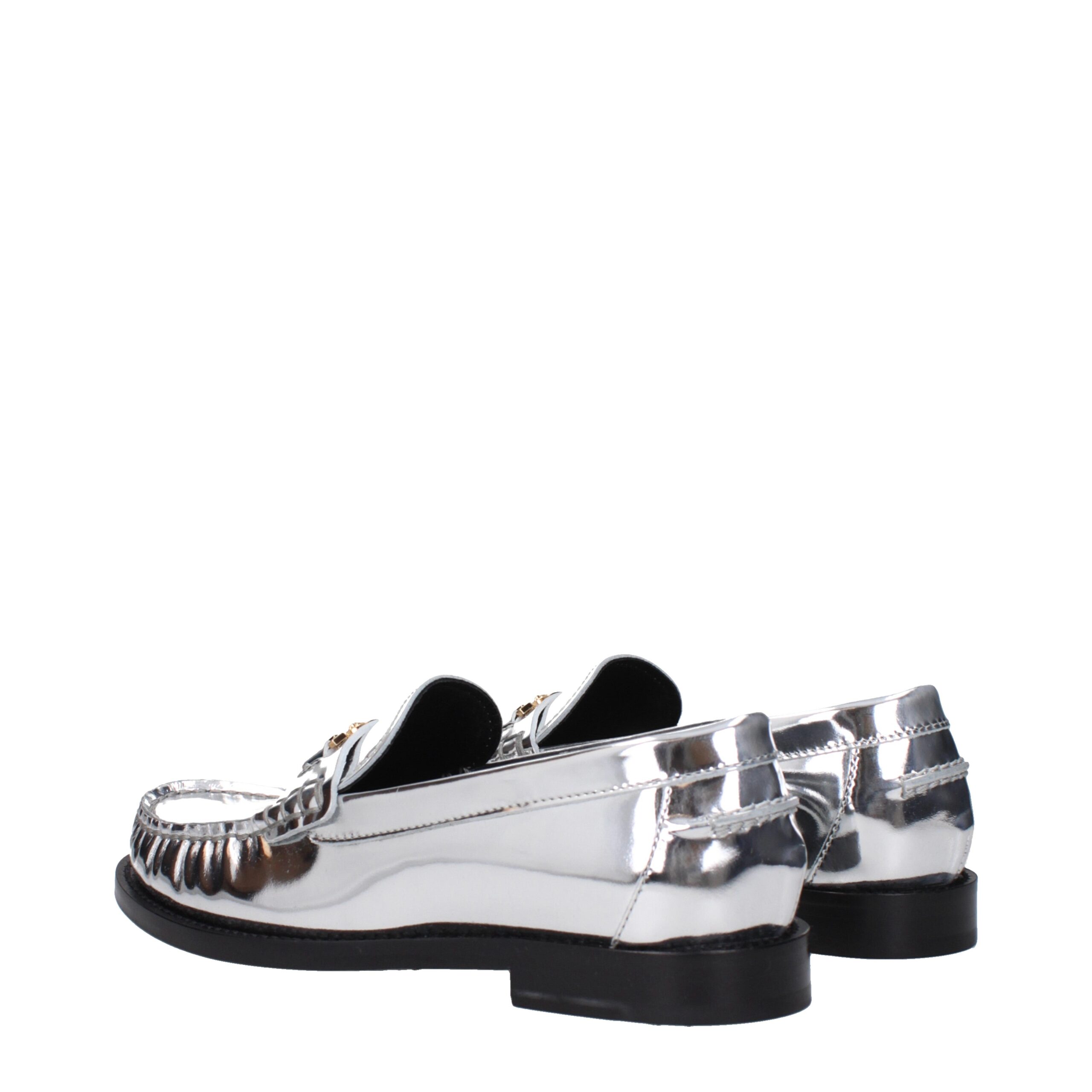 Versace Gray Leather Slip-On Loafers - Image 4