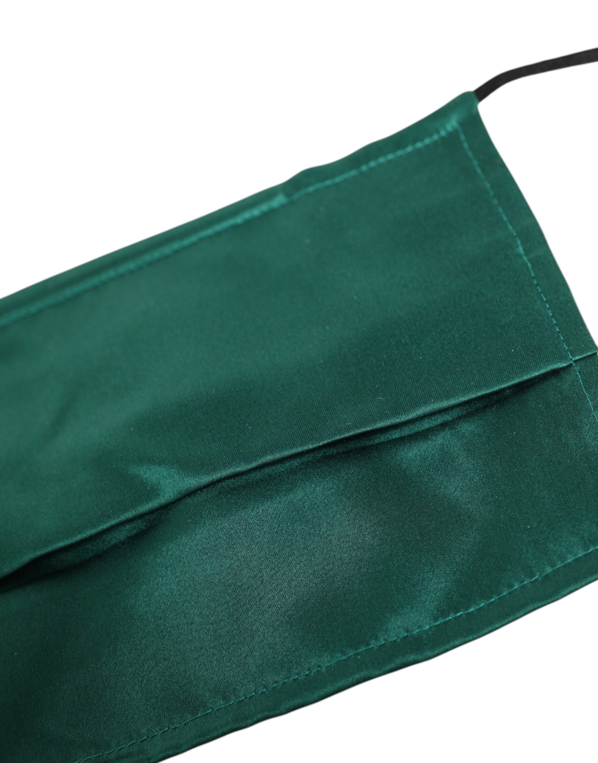 Dolce & Gabbana Green Silk Pleated Elastic Ear Strap Face Mask - Image 6