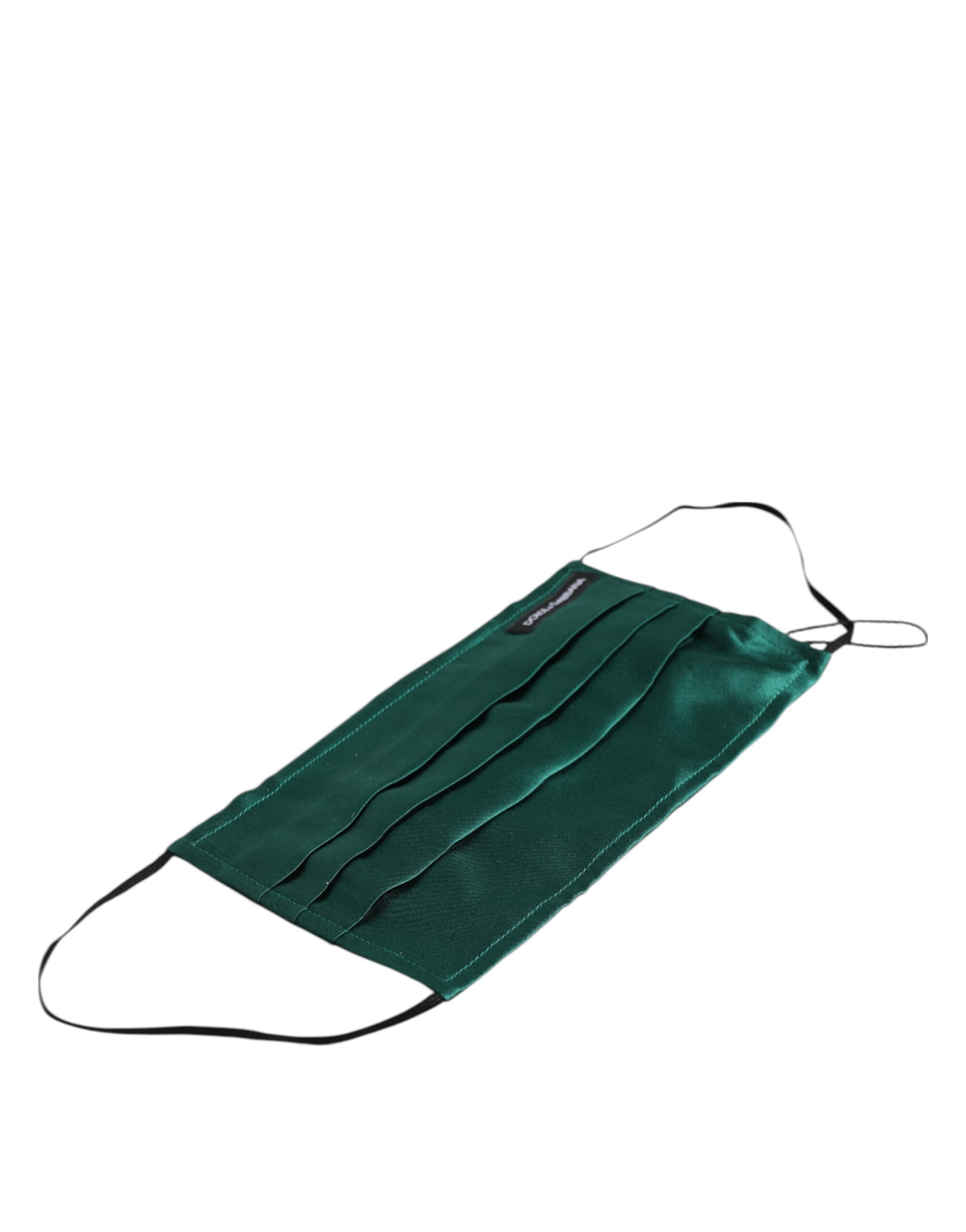 Dolce & Gabbana Green Silk Pleated Elastic Ear Strap Face Mask - Image 4