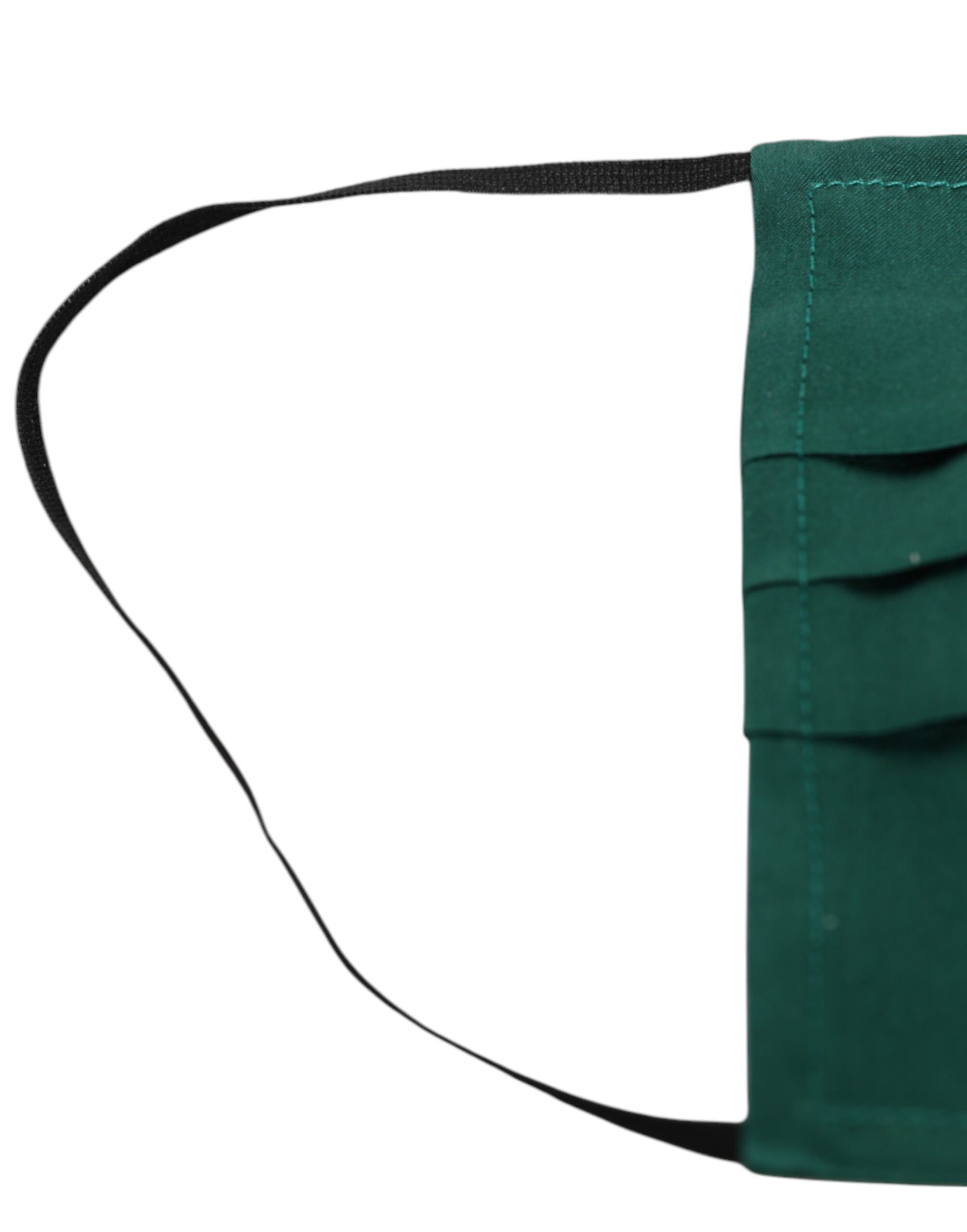 Dolce & Gabbana Green Silk Pleated Elastic Ear Strap Face Mask - Image 5