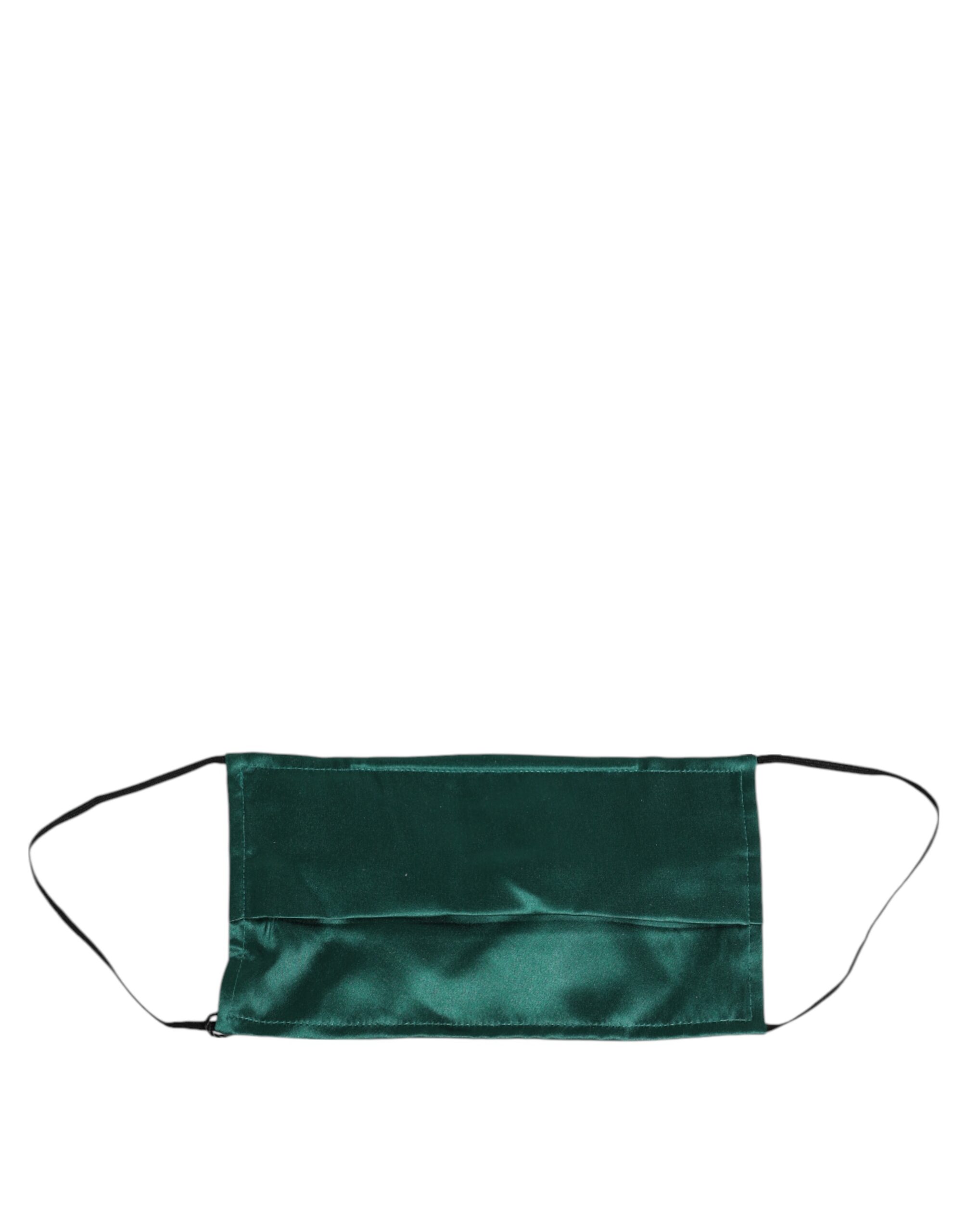 Dolce & Gabbana Green Silk Pleated Elastic Ear Strap Face Mask - Image 7