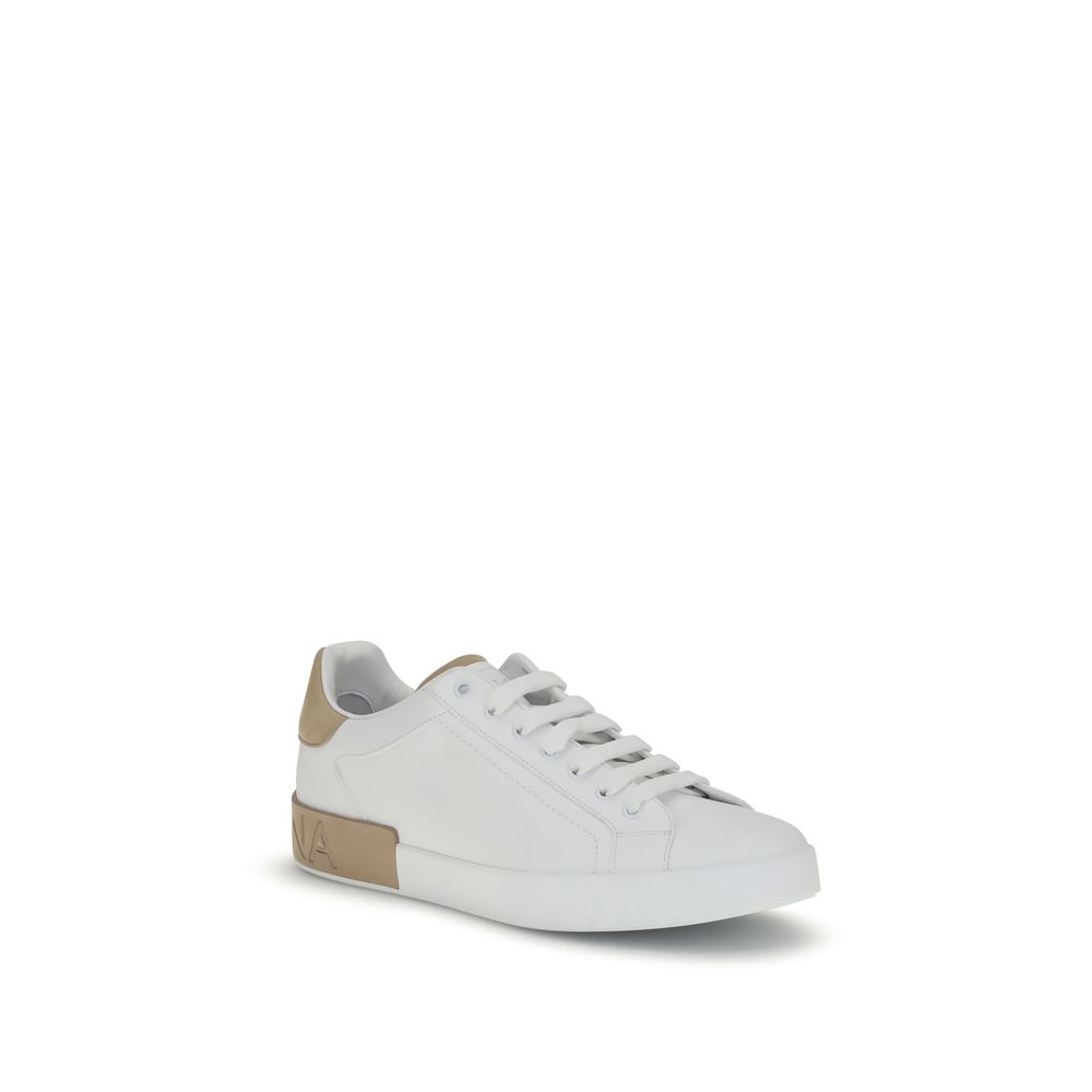 Dolce & Gabbana White Calf Leather Bos Taurus Low Top Sneakers - Image 2