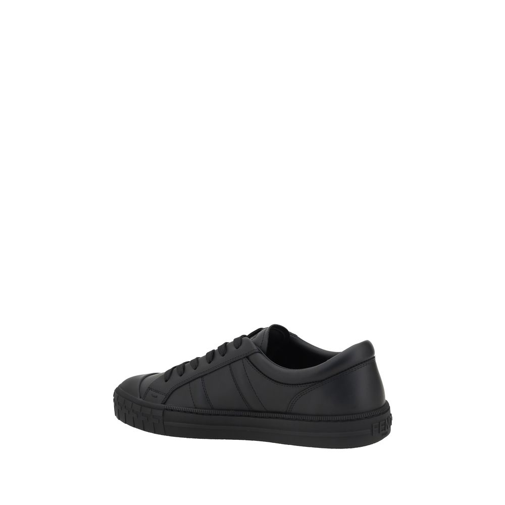 Fendi Black Calf Leather Bos Taurus Athletic Sneakers - Image 3