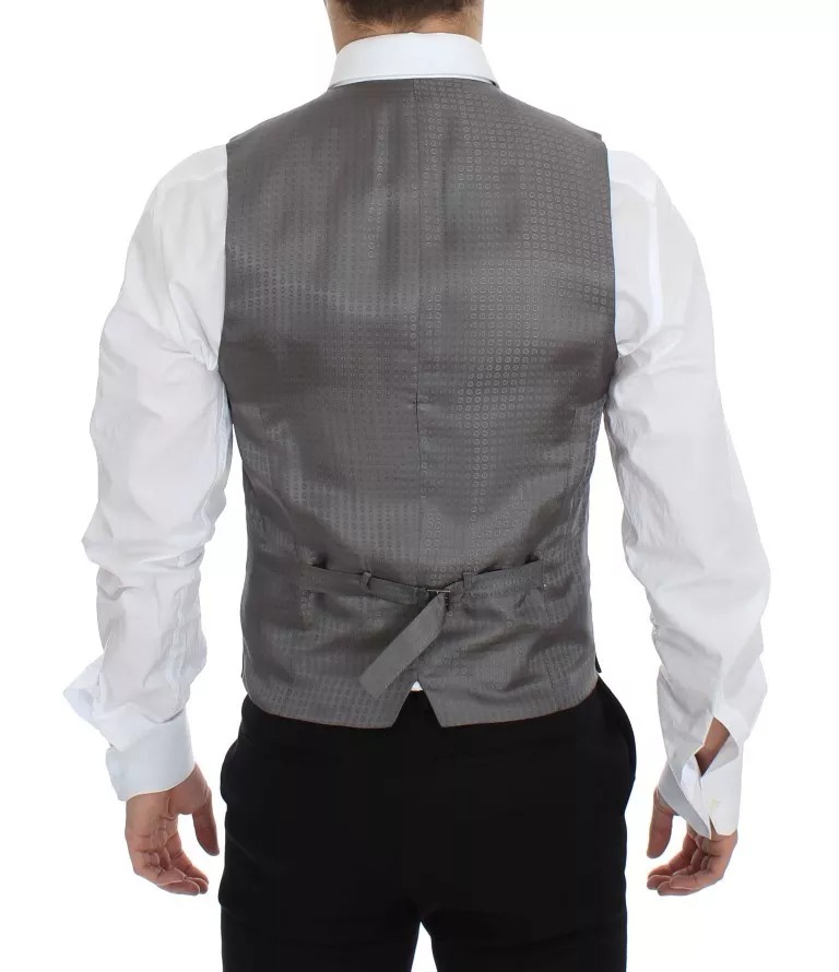 Dolce & Gabbana Gray Striped Formal Dress Gilet Vest - Image 3