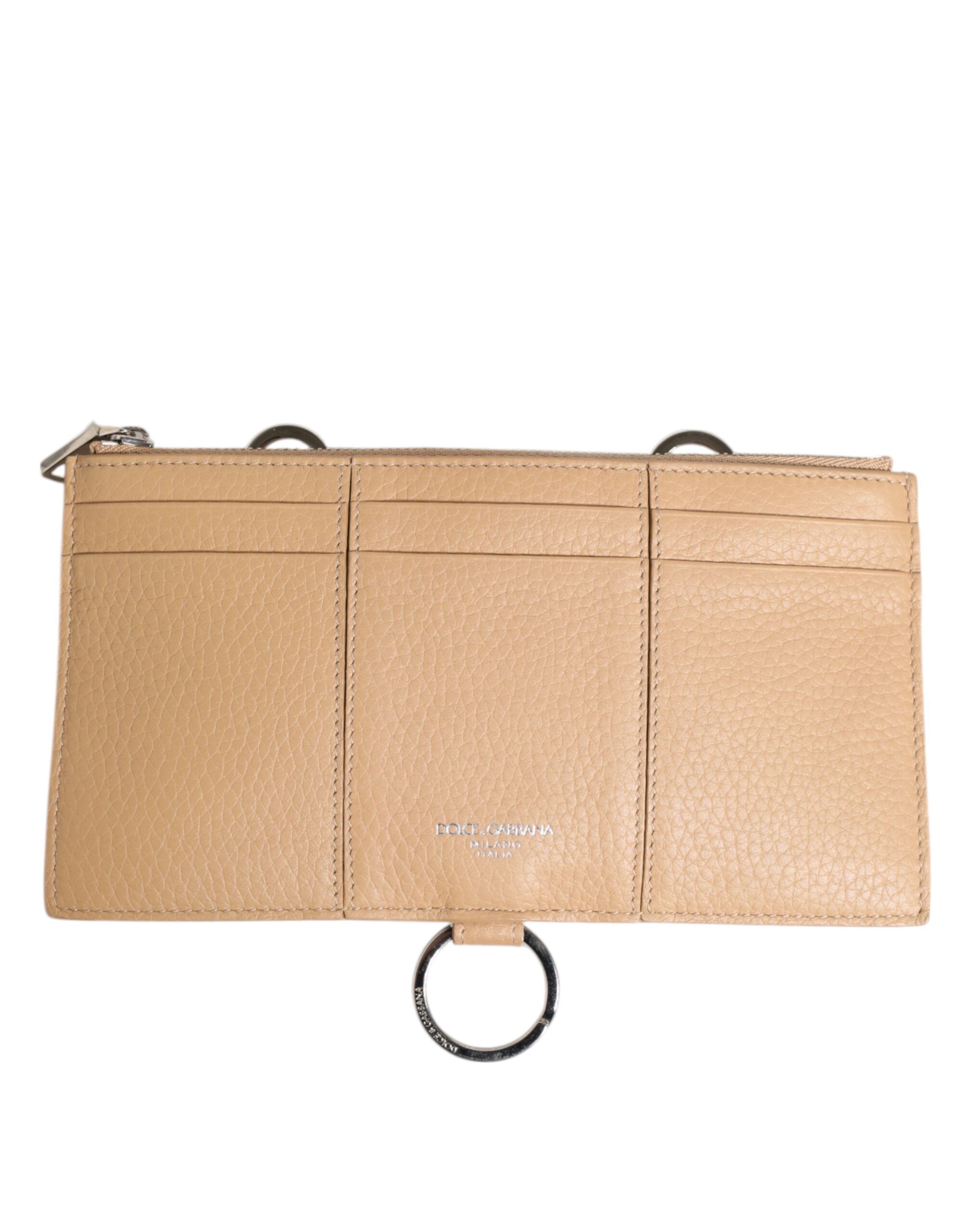 Dolce & Gabbana Beige Calfskin Leather Large Crossbody Card Holder Wallet - Image 2