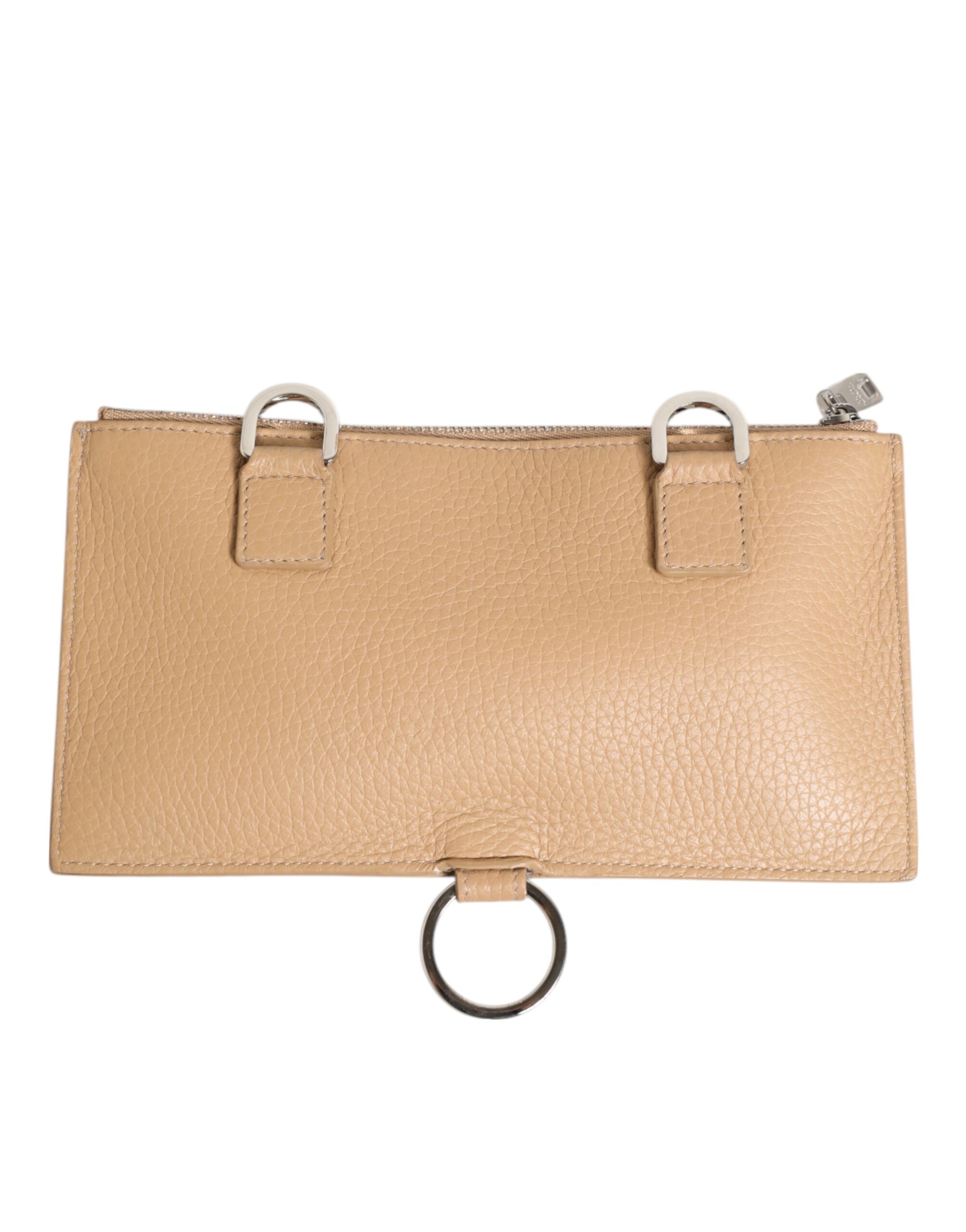 Dolce & Gabbana Beige Calfskin Leather Large Crossbody Card Holder Wallet - Image 4