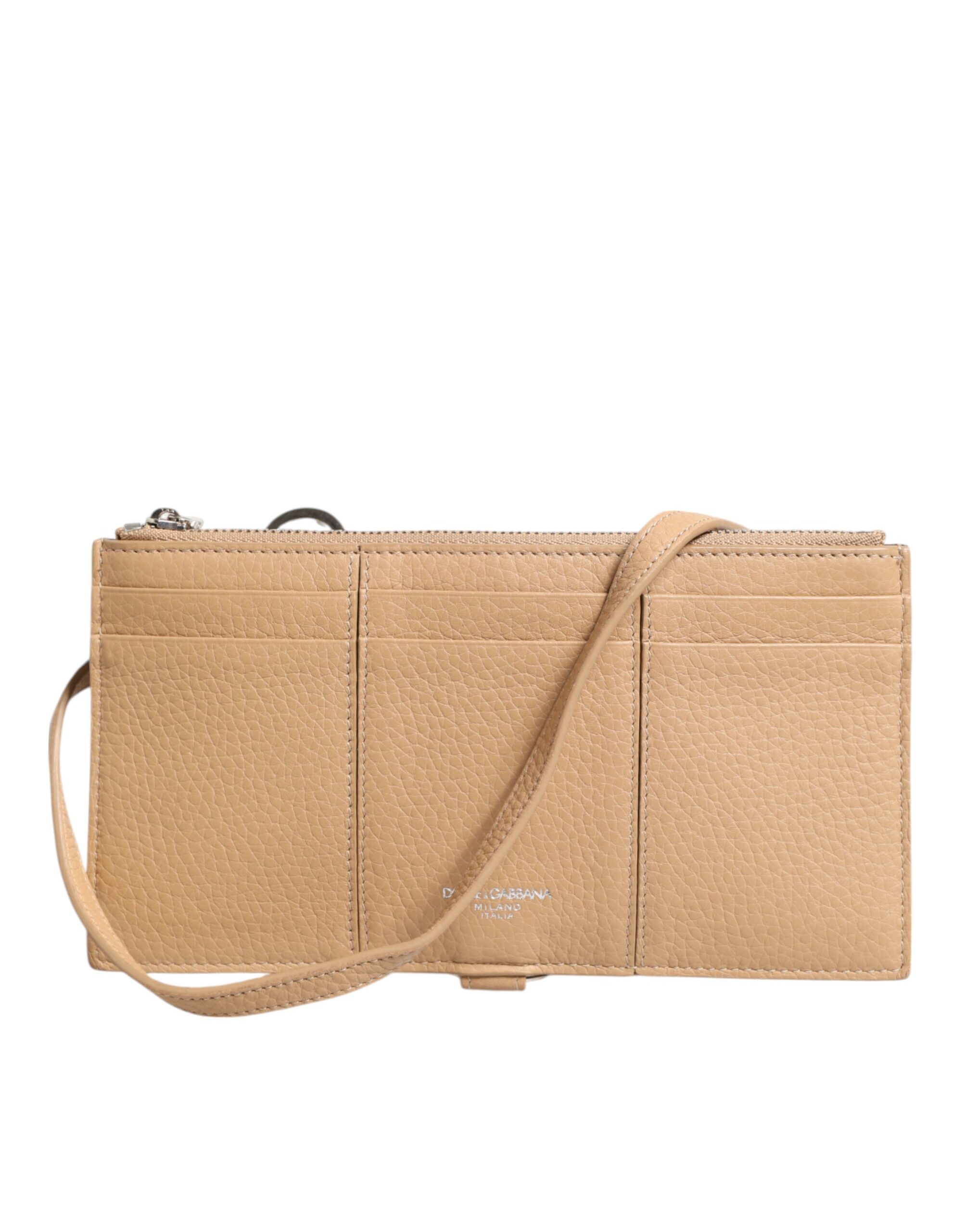 Dolce & Gabbana Beige Calfskin Leather Large Crossbody Card Holder Wallet - Image 5