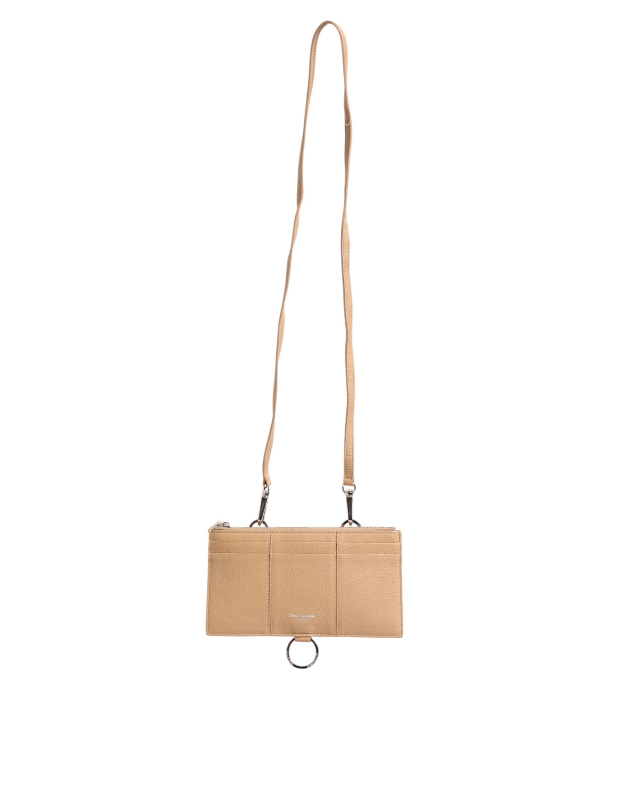 Dolce & Gabbana Beige Calfskin Leather Large Crossbody Card Holder Wallet - Image 7
