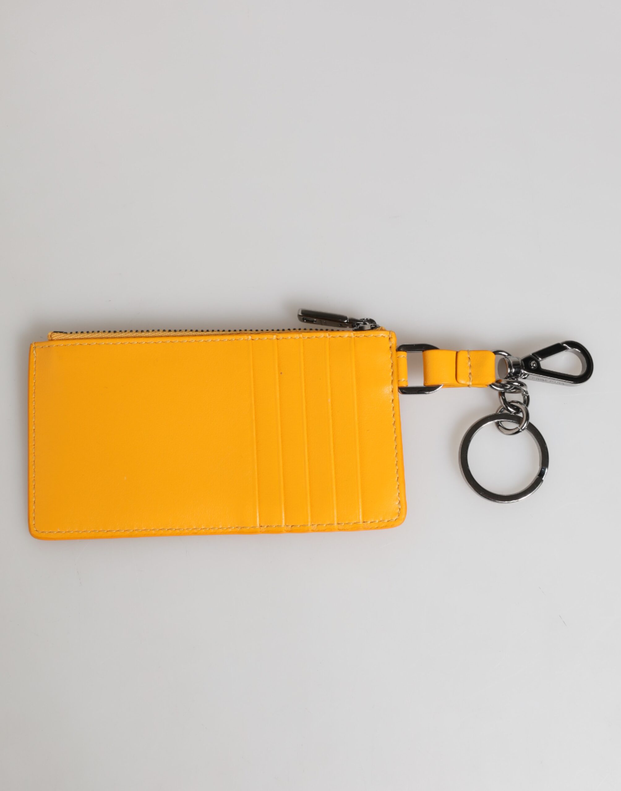 Dolce & Gabbana Yellow Orange Leather Credit Card Key Holder Clip On Wallet - Image 6