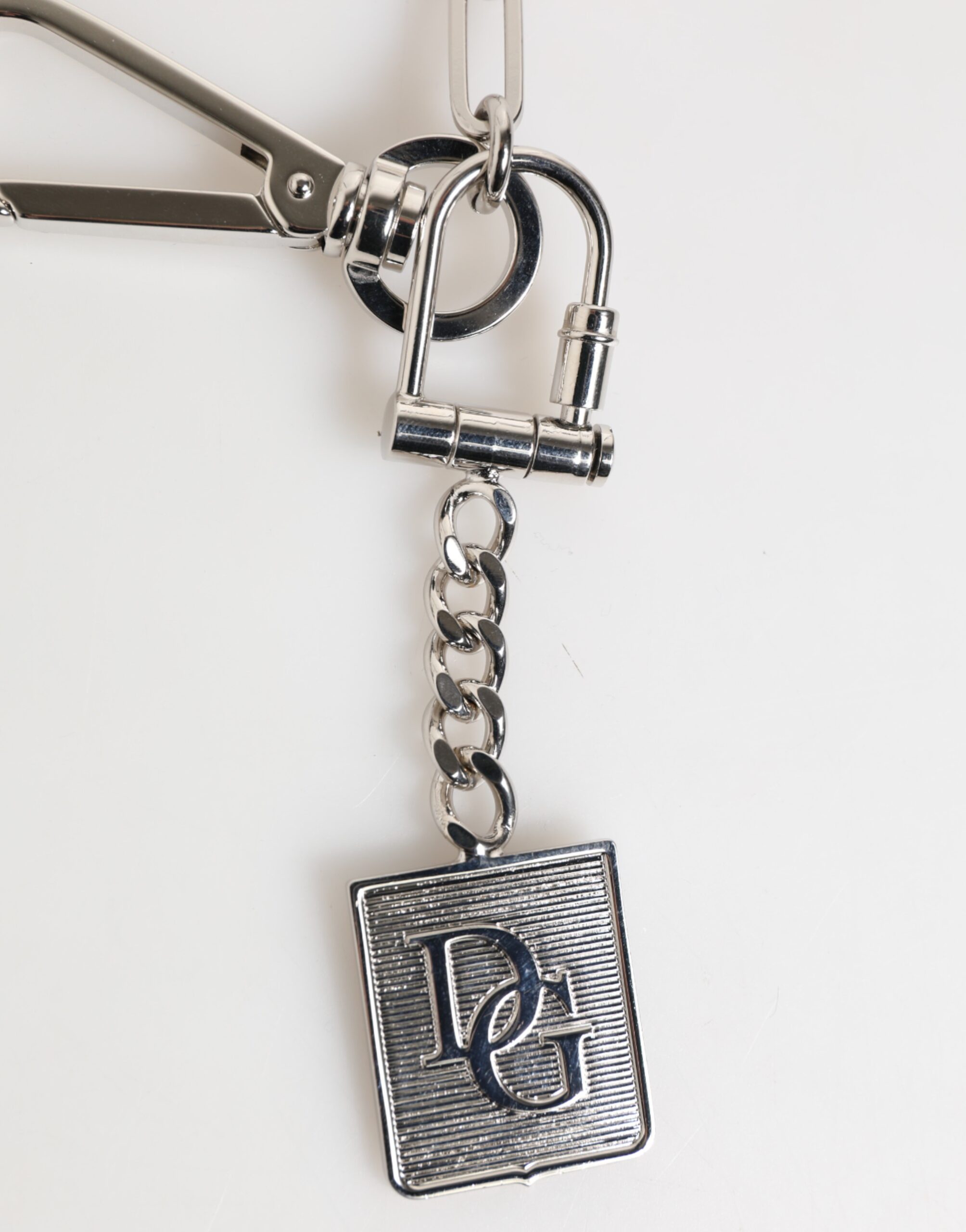 Dolce & Gabbana Silver Tone Metal Chain DG Logo Pendant Men Necklace - Image 3
