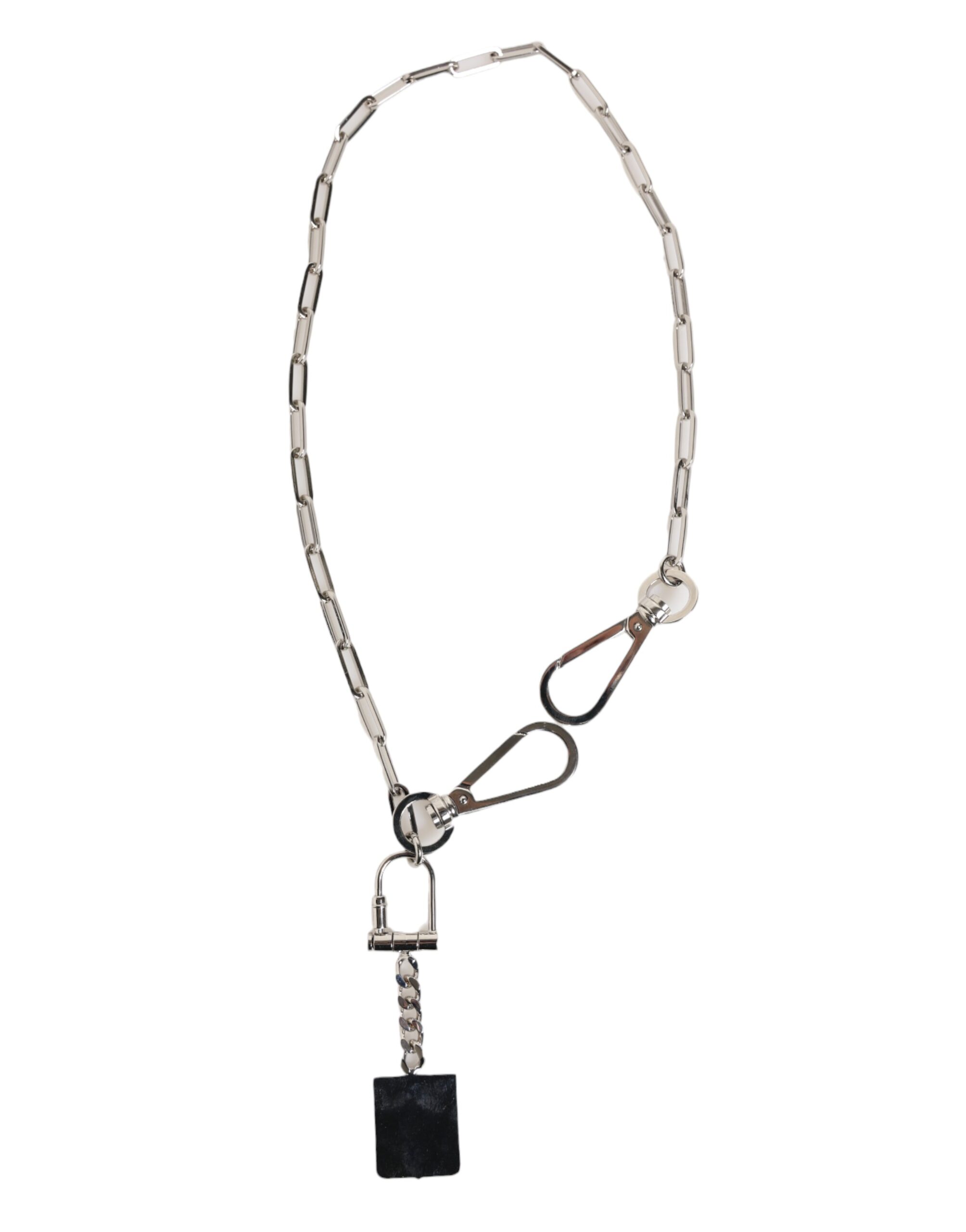 Dolce & Gabbana Silver Tone Metal Chain DG Logo Pendant Men Necklace - Image 6