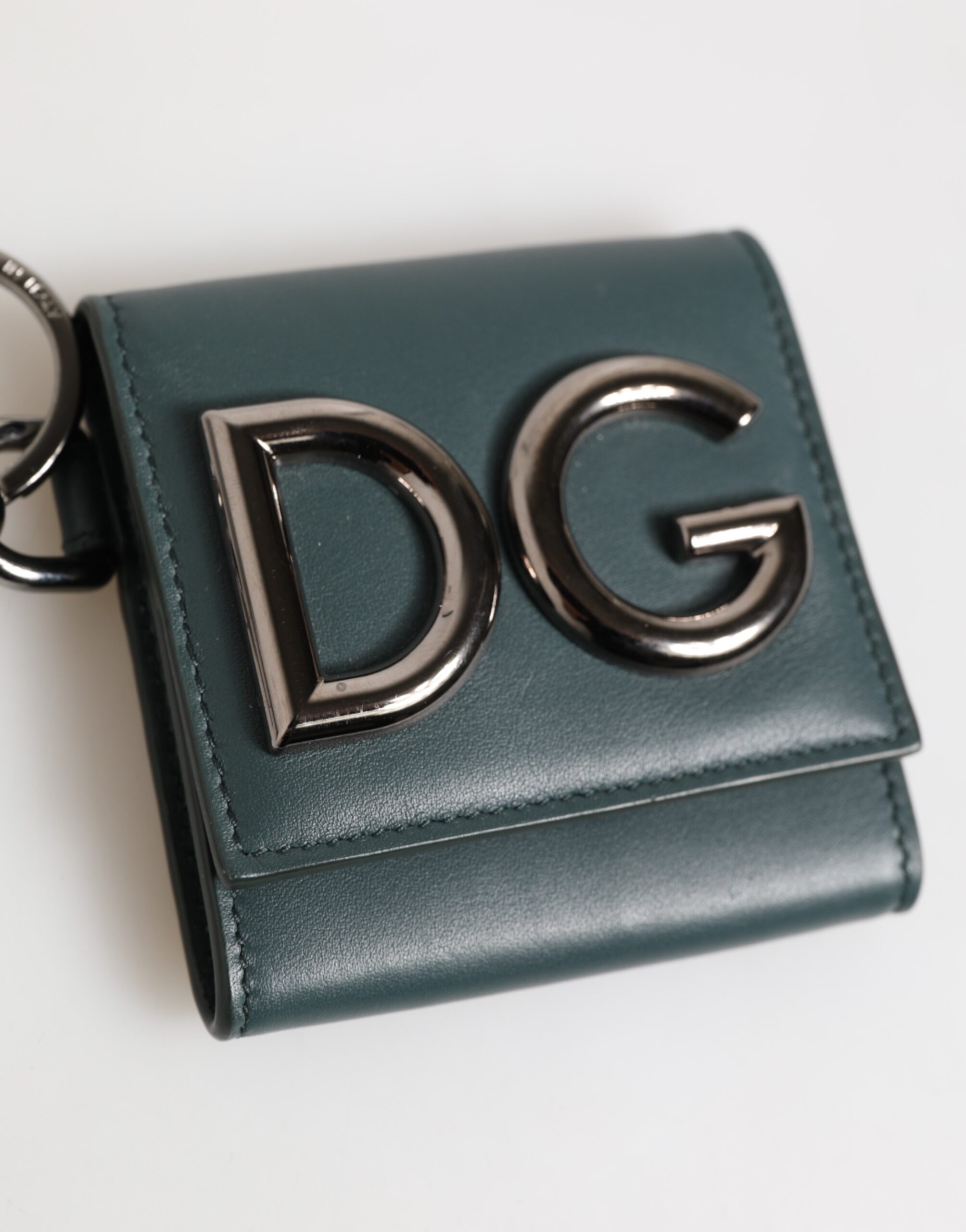 Dolce & Gabbana Dark Green Leather DG Logo Coin Purse Bag Charm Wallet - Image 3