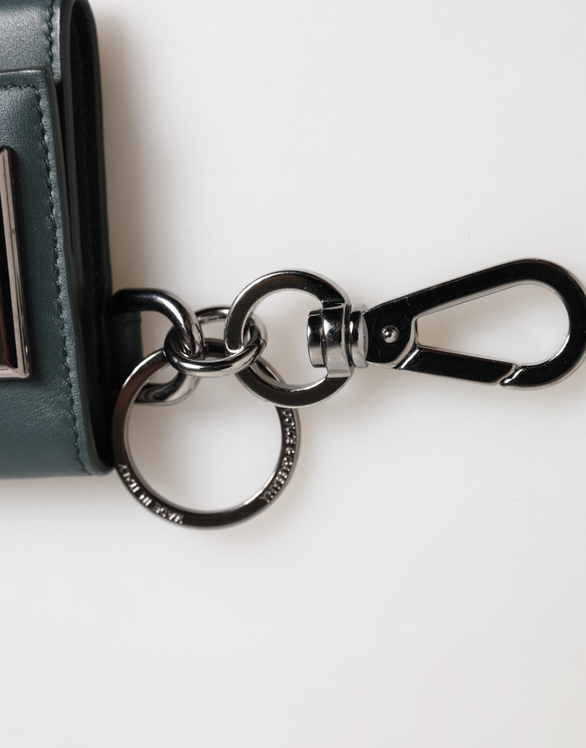 Dolce & Gabbana Dark Green Leather DG Logo Coin Purse Bag Charm Wallet - Image 4