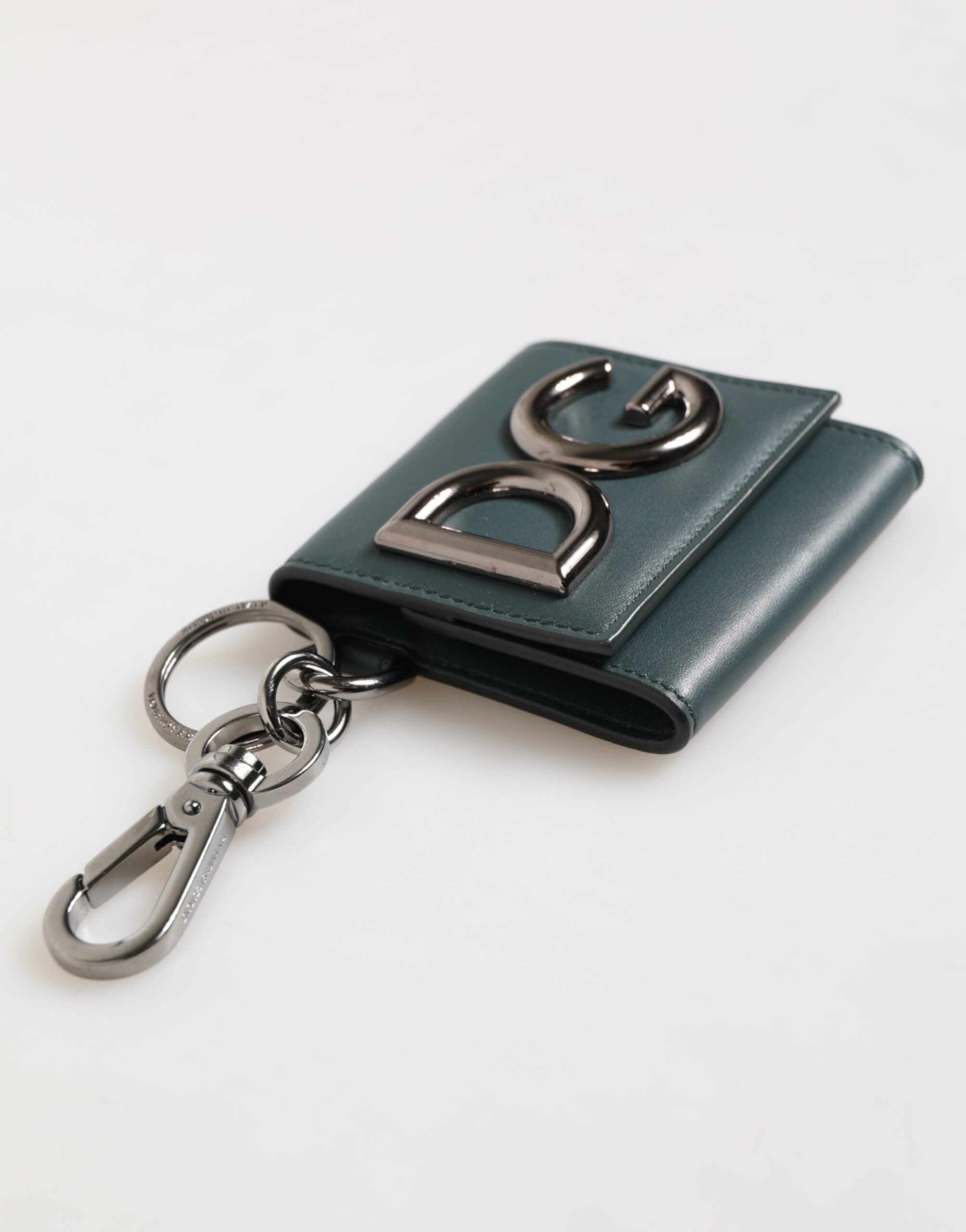 Dolce & Gabbana Dark Green Leather DG Logo Coin Purse Bag Charm Wallet - Image 5