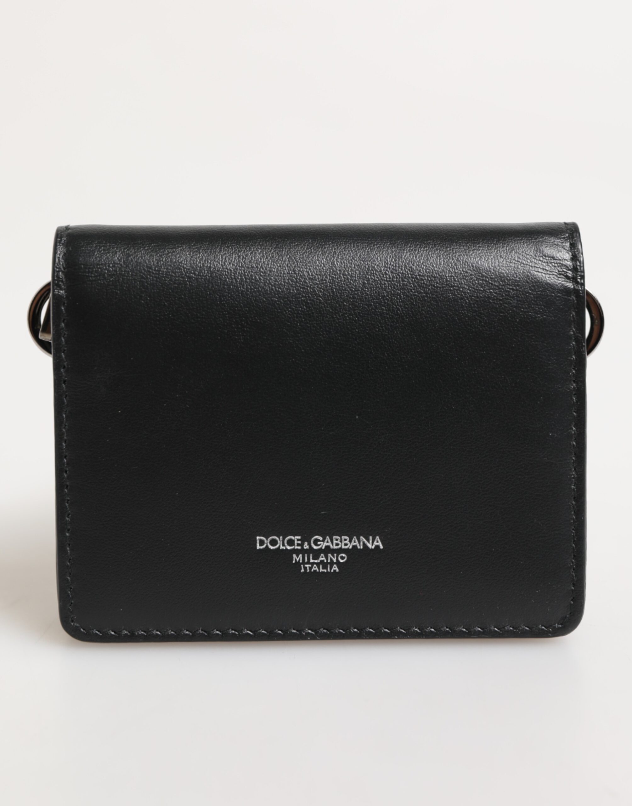 Dolce & Gabbana Black Leather DG Logo Bifold Card Holder Men Borse Wallet - Image 2