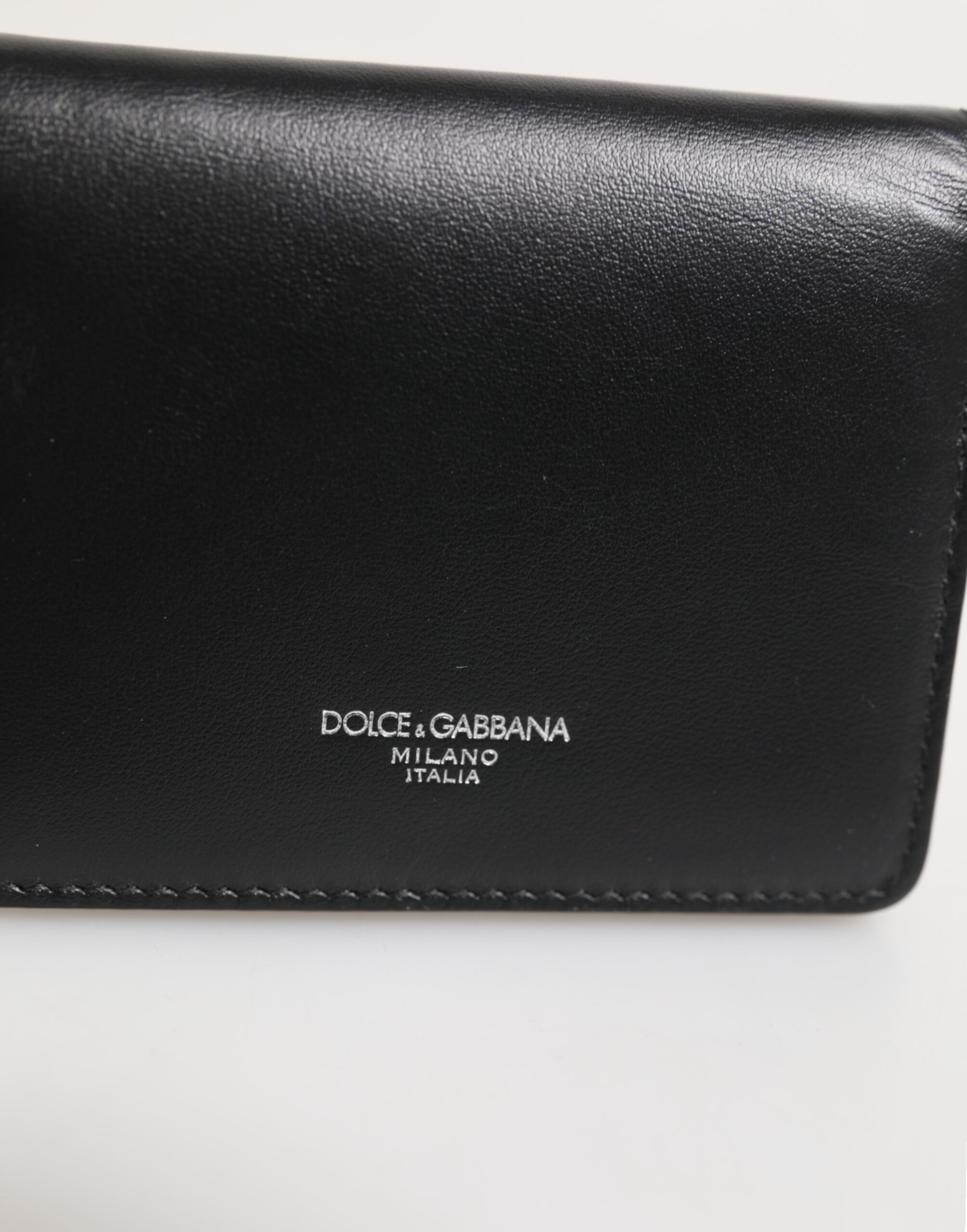 Dolce & Gabbana Black Leather DG Logo Bifold Card Holder Men Borse Wallet - Image 3