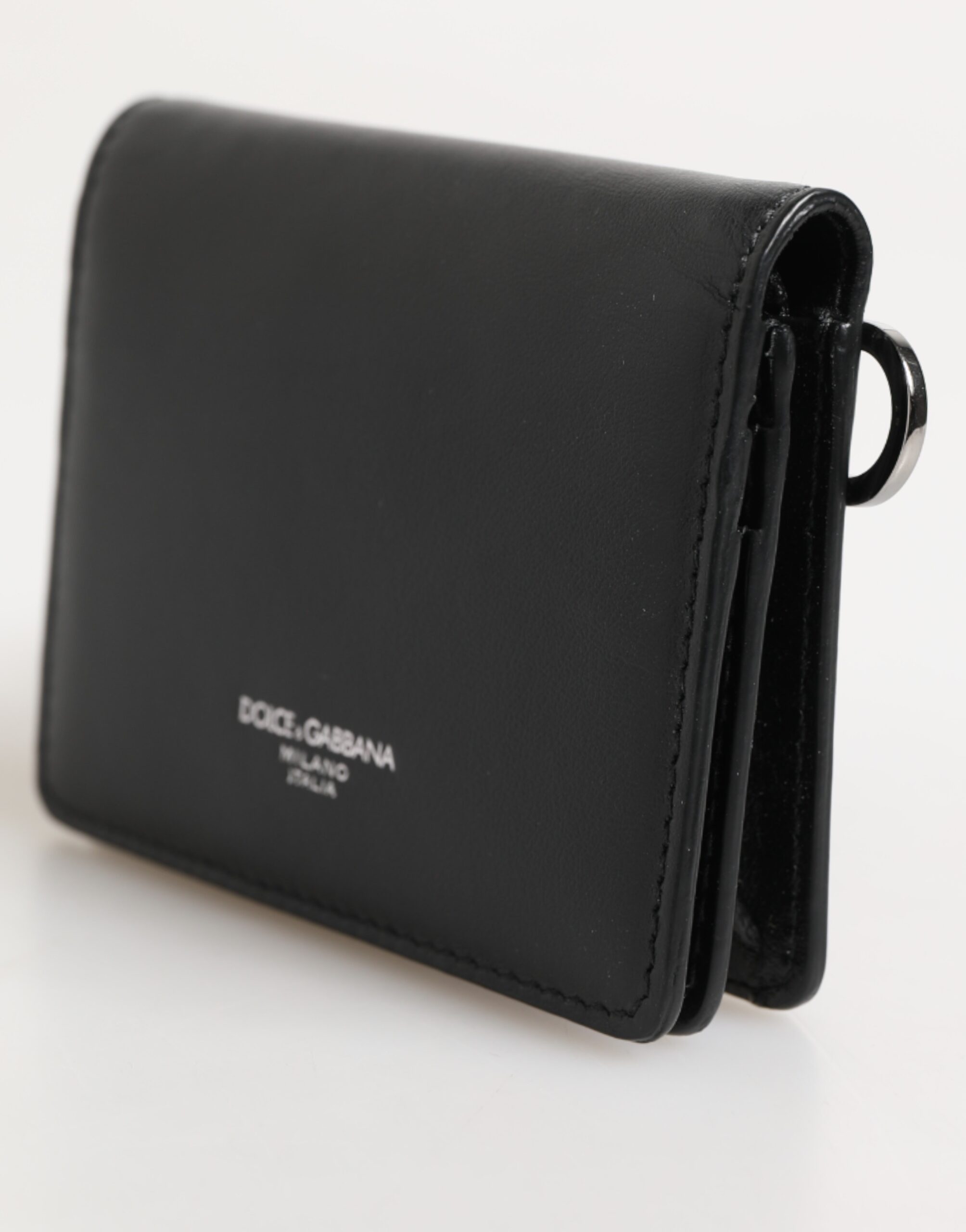 Dolce & Gabbana Black Leather DG Logo Bifold Card Holder Men Borse Wallet - Image 4