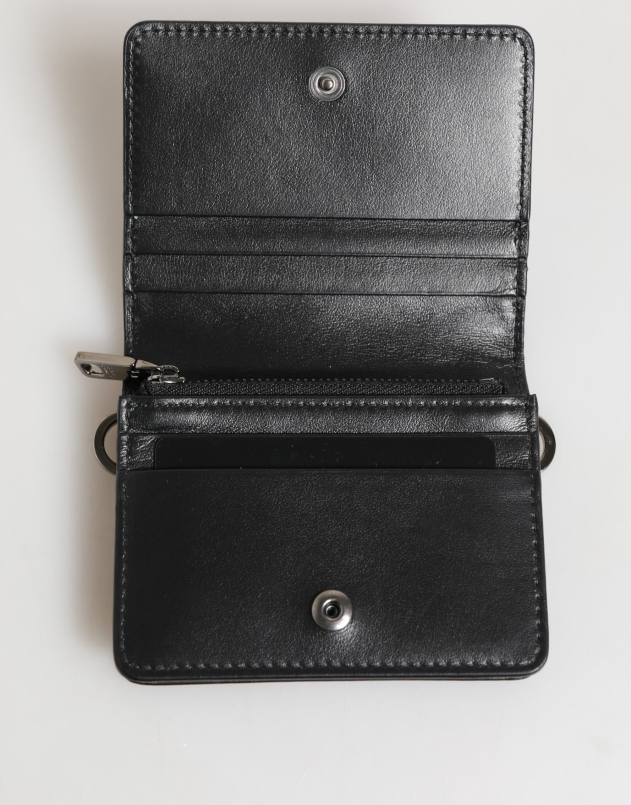 Dolce & Gabbana Black Leather DG Logo Bifold Card Holder Men Borse Wallet - Image 6