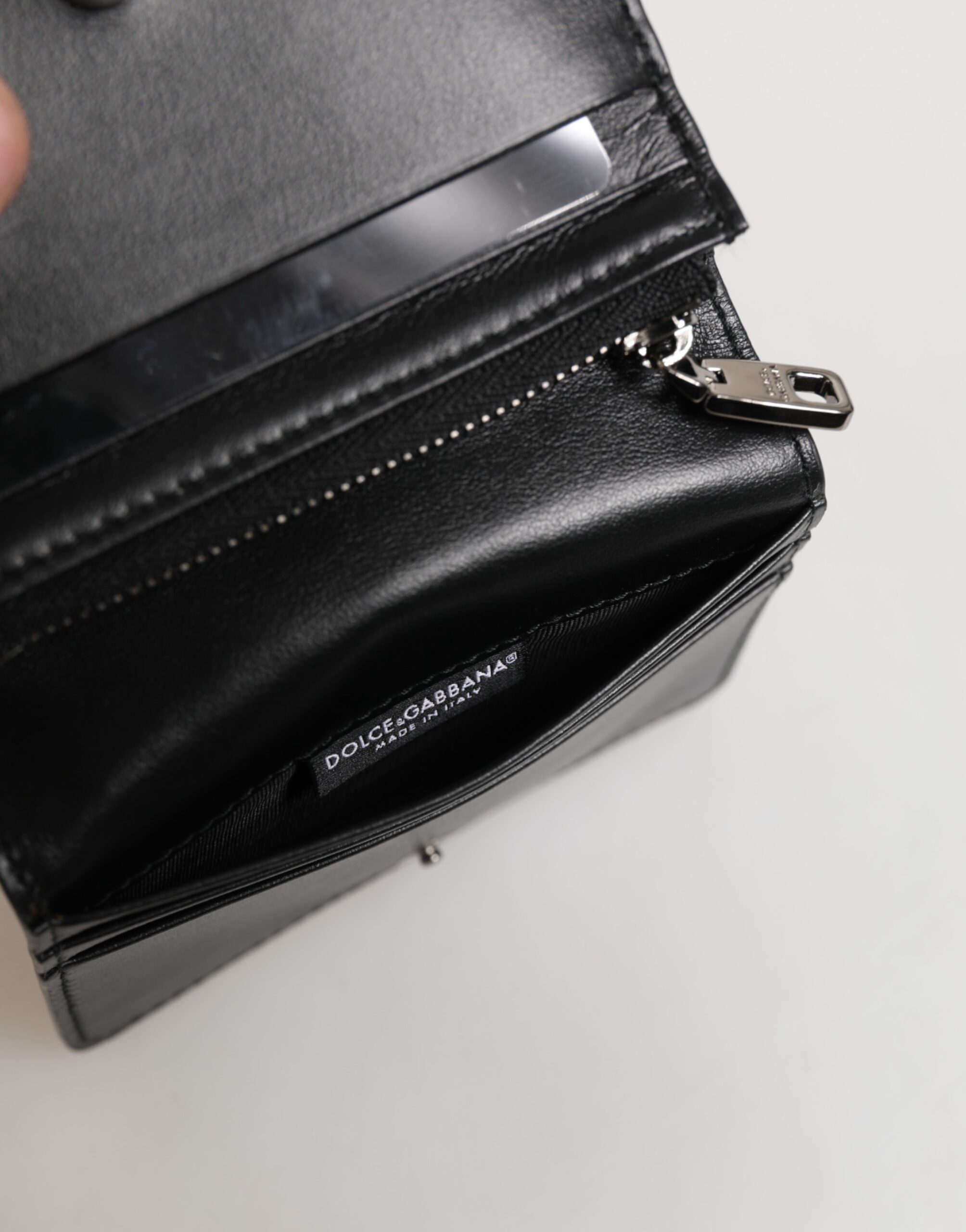 Dolce & Gabbana Black Leather DG Logo Bifold Card Holder Men Borse Wallet - Image 7