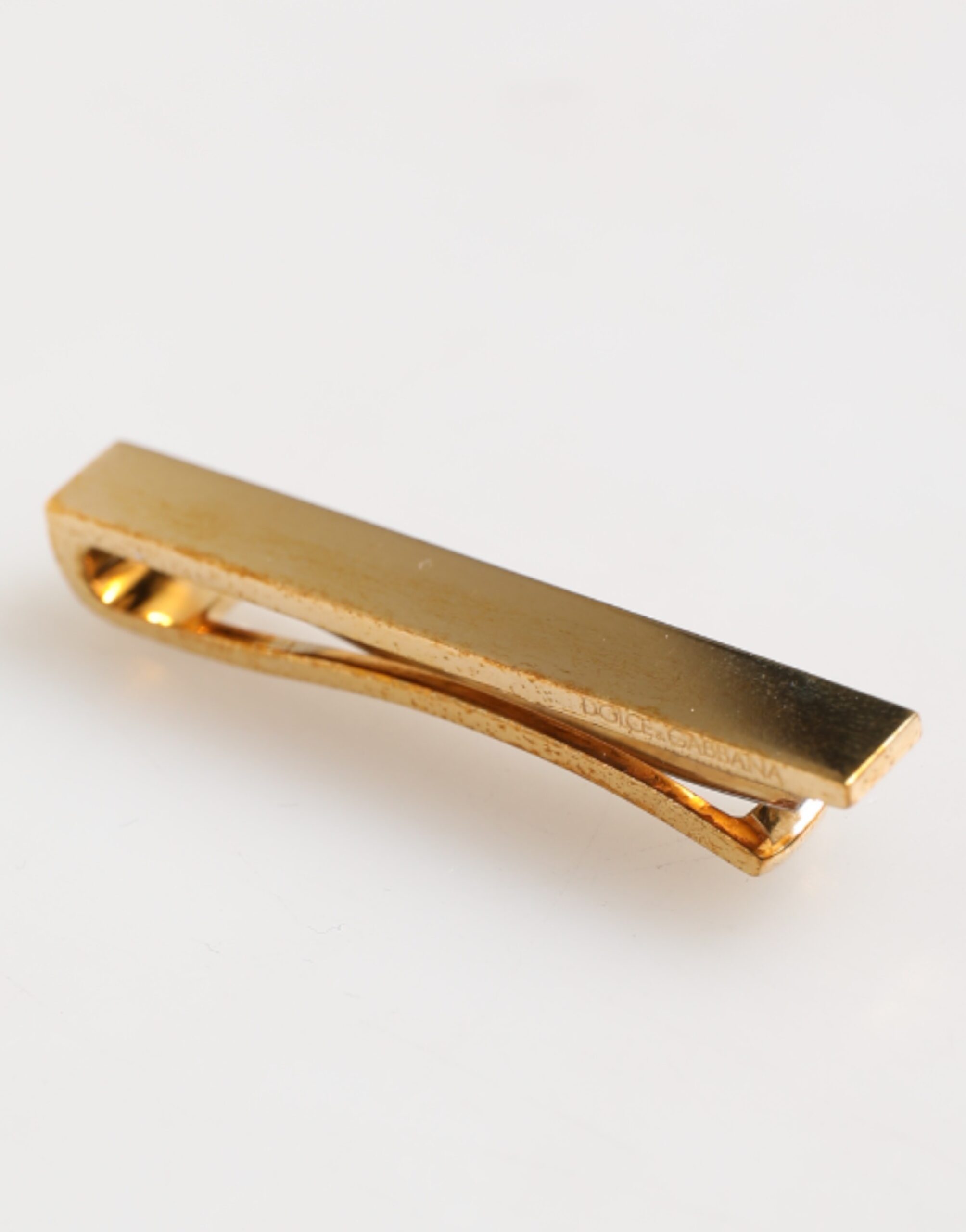 Dolce & Gabbana Gold Tone Brass Logo Branded Men Accessory Tie Clip Bar - Image 3