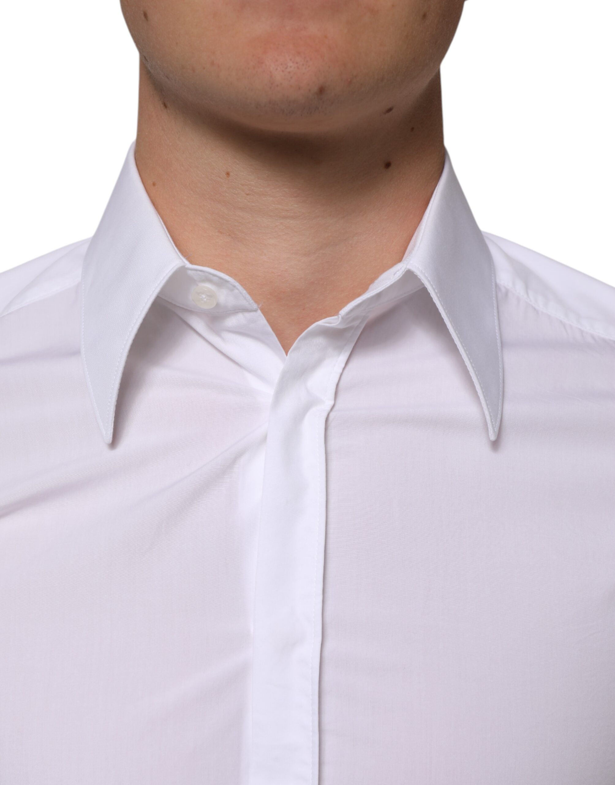 Dolce & Gabbana White Cotton MARTINI Long Sleeve Dress Shirt - Image 5