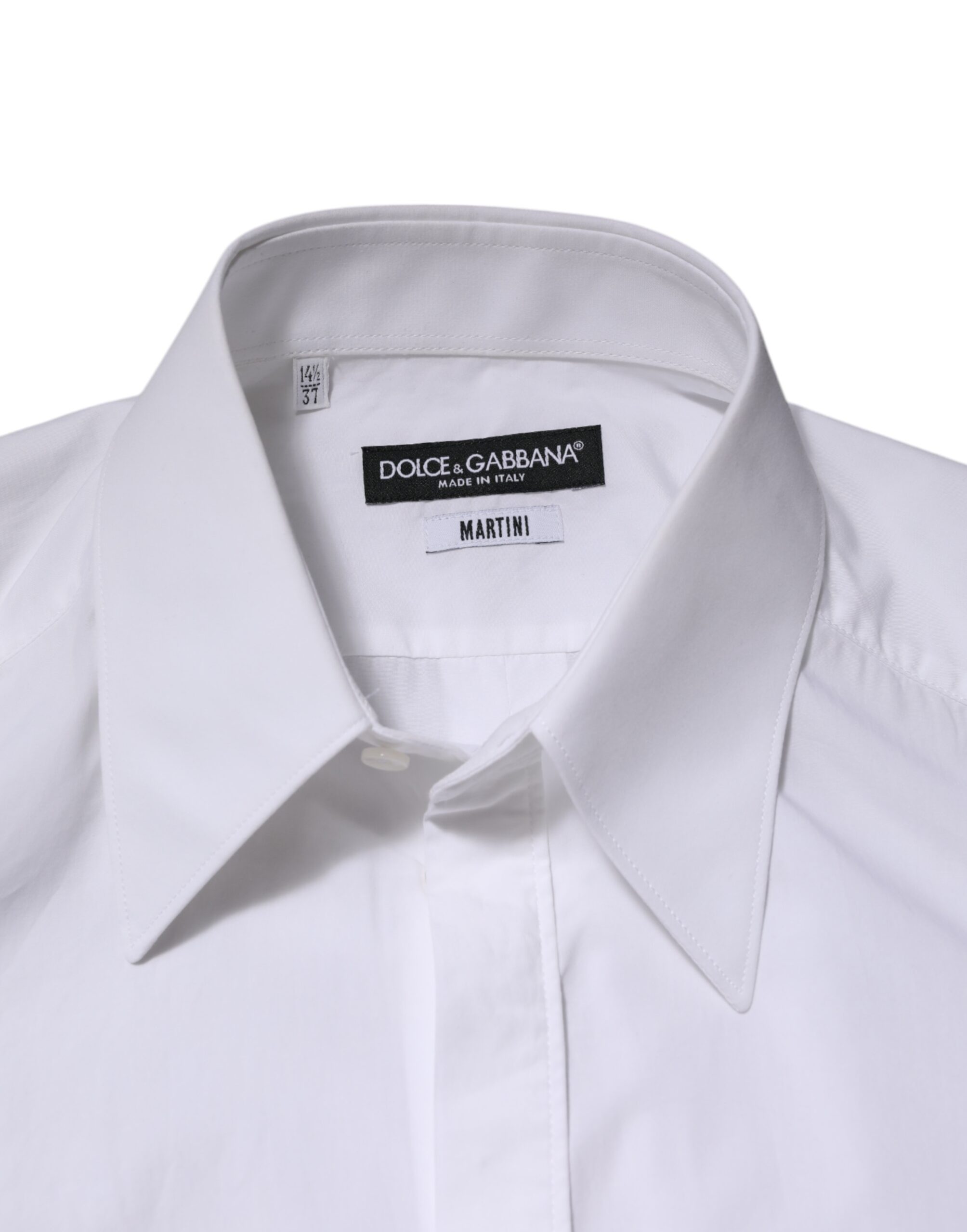 Dolce & Gabbana White Cotton MARTINI Long Sleeve Dress Shirt - Image 6