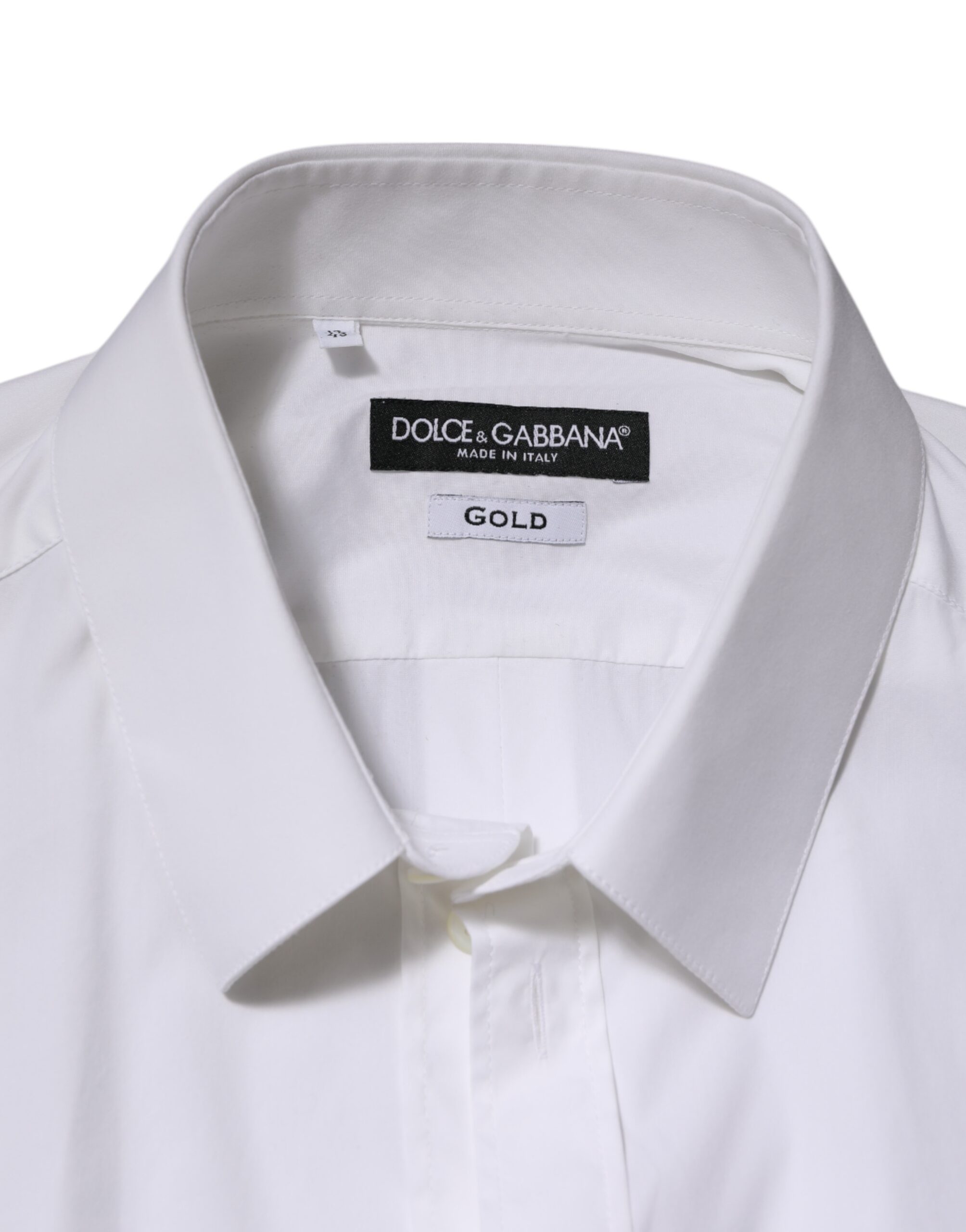 Dolce & Gabbana White Cotton GOLD Long Sleeves Formal Shirt - Image 7