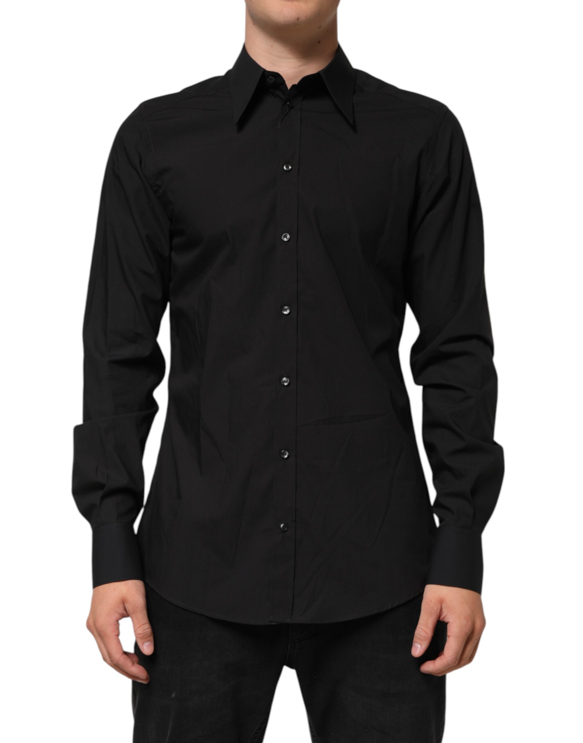 Dolce & Gabbana Black MARTINI Slim Fit Dress Formal Men Shirt - Image 2