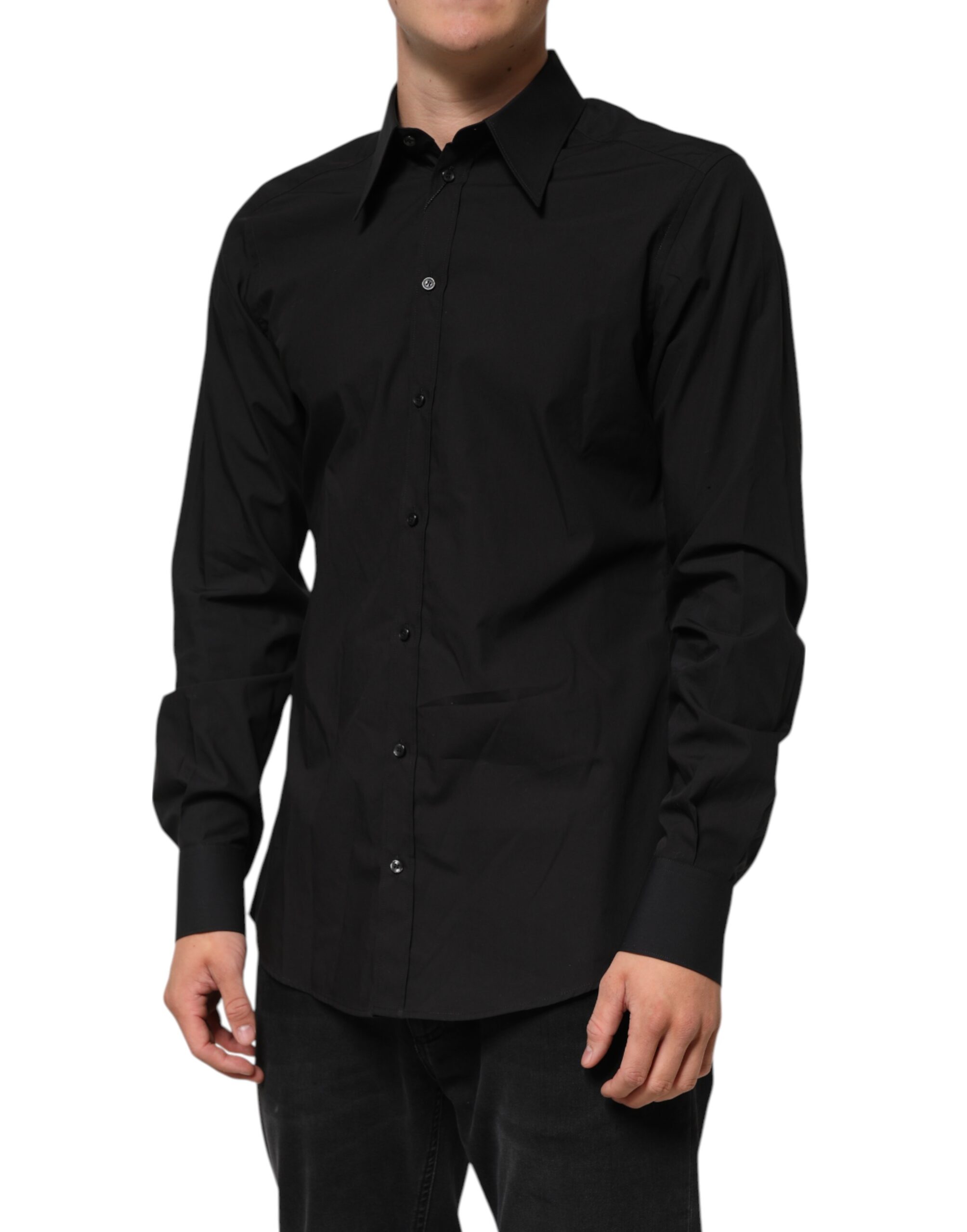 Dolce & Gabbana Black MARTINI Slim Fit Dress Formal Men Shirt - Image 3