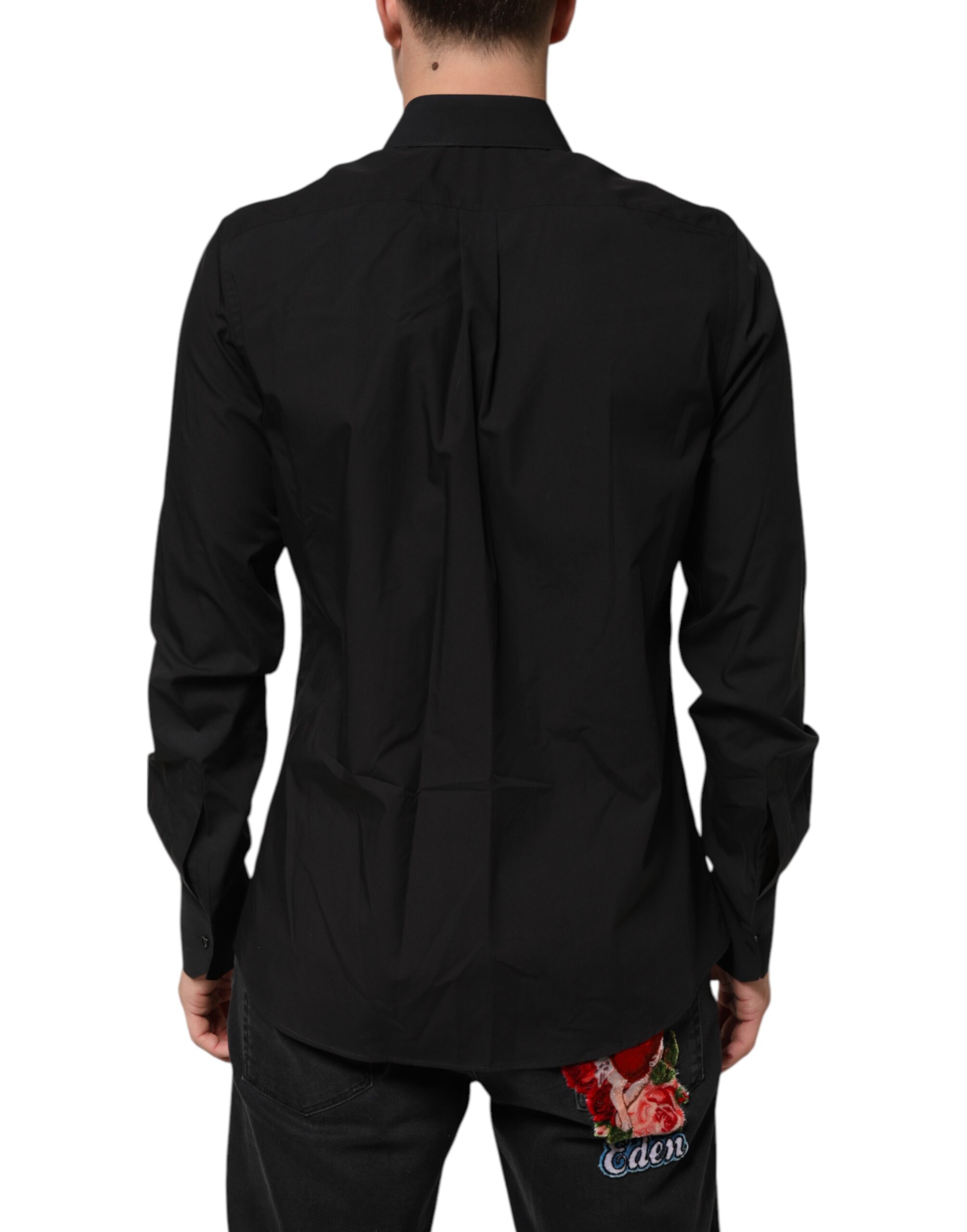 Dolce & Gabbana Black MARTINI Slim Fit Dress Formal Men Shirt - Image 4