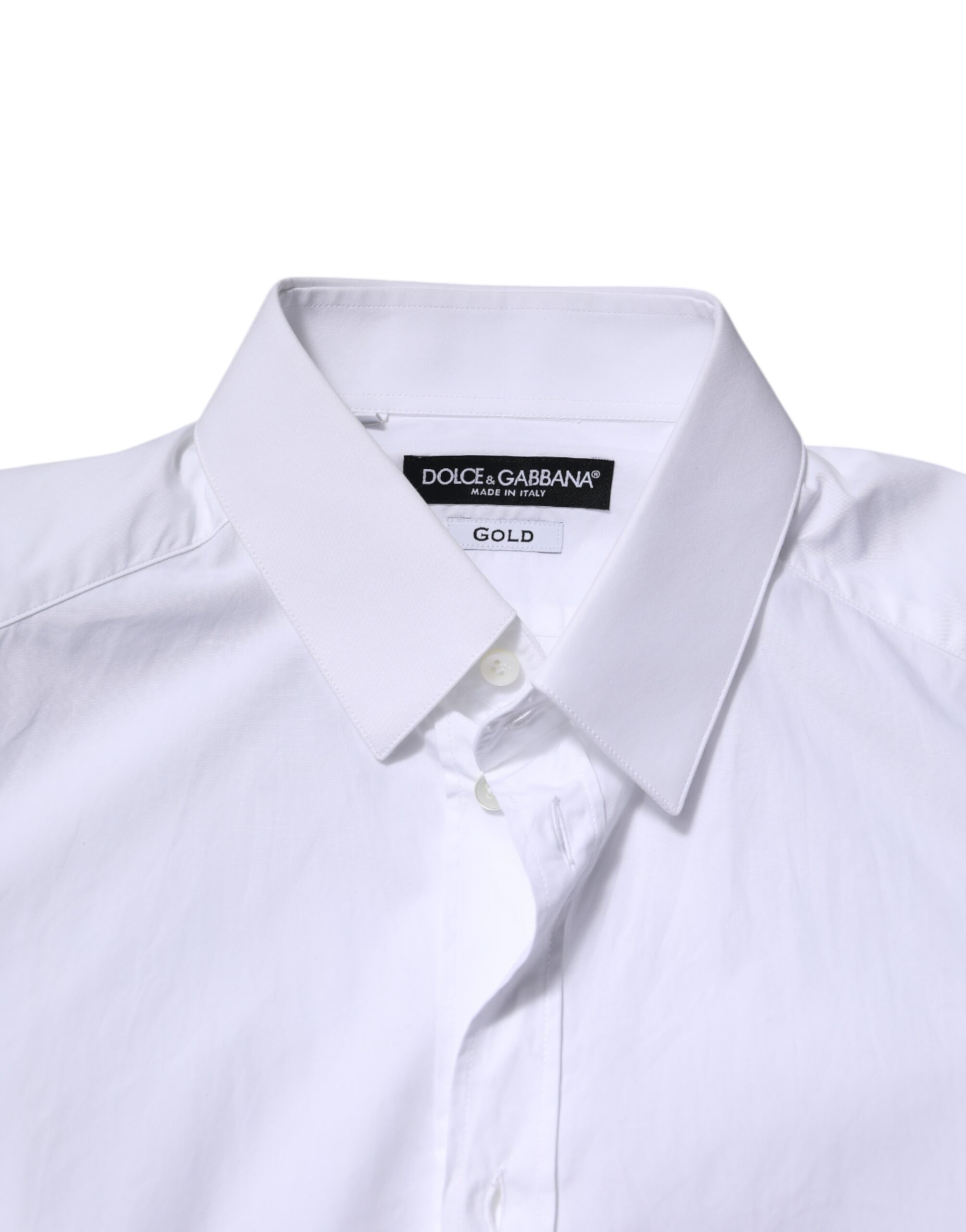 Dolce & Gabbana White Cotton GOLD Long Sleeves Dress Shirt - Image 5