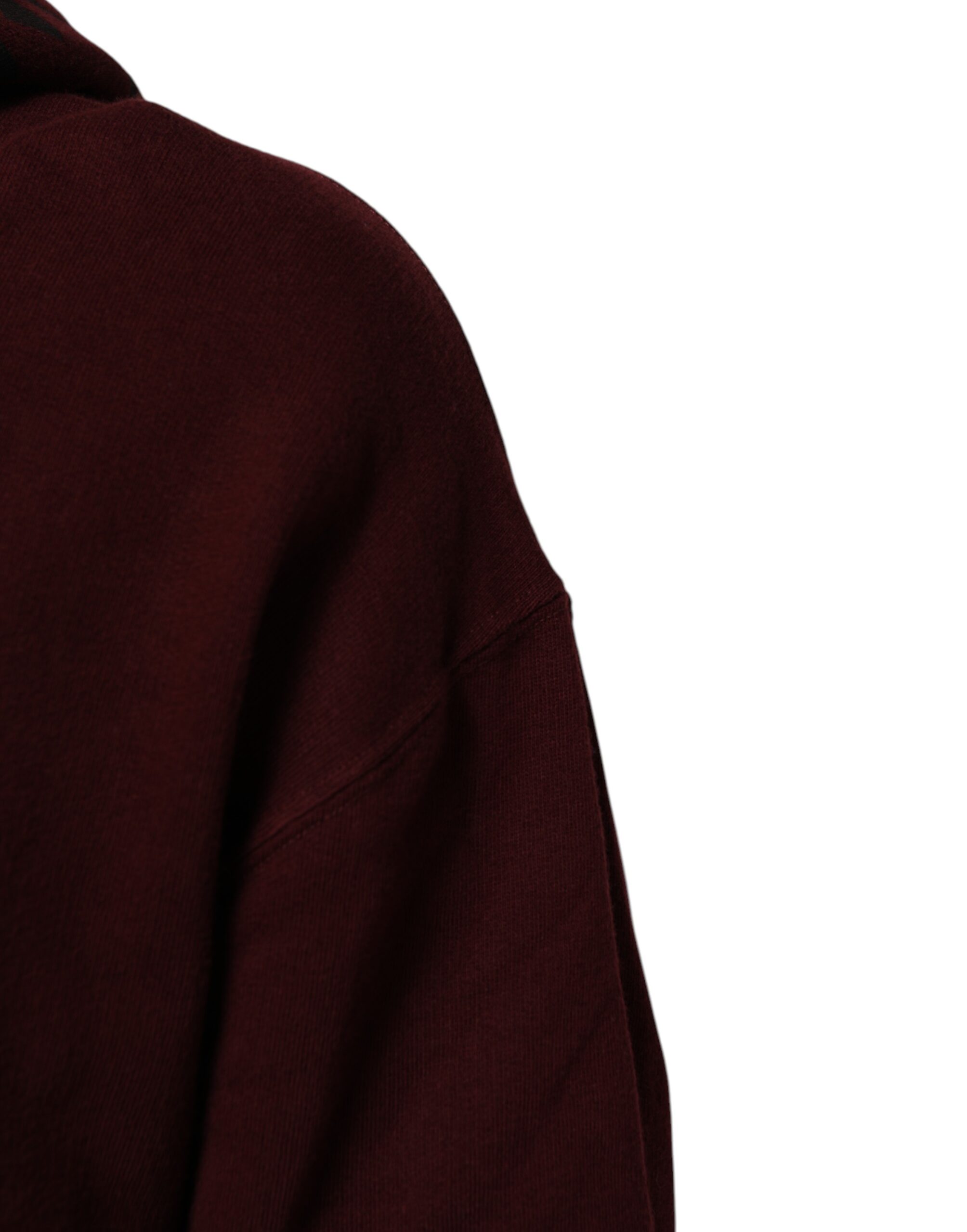 Dolce & Gabbana Burgundy Cotton Plaid Lined Men Hoodie Sweater - Image 6