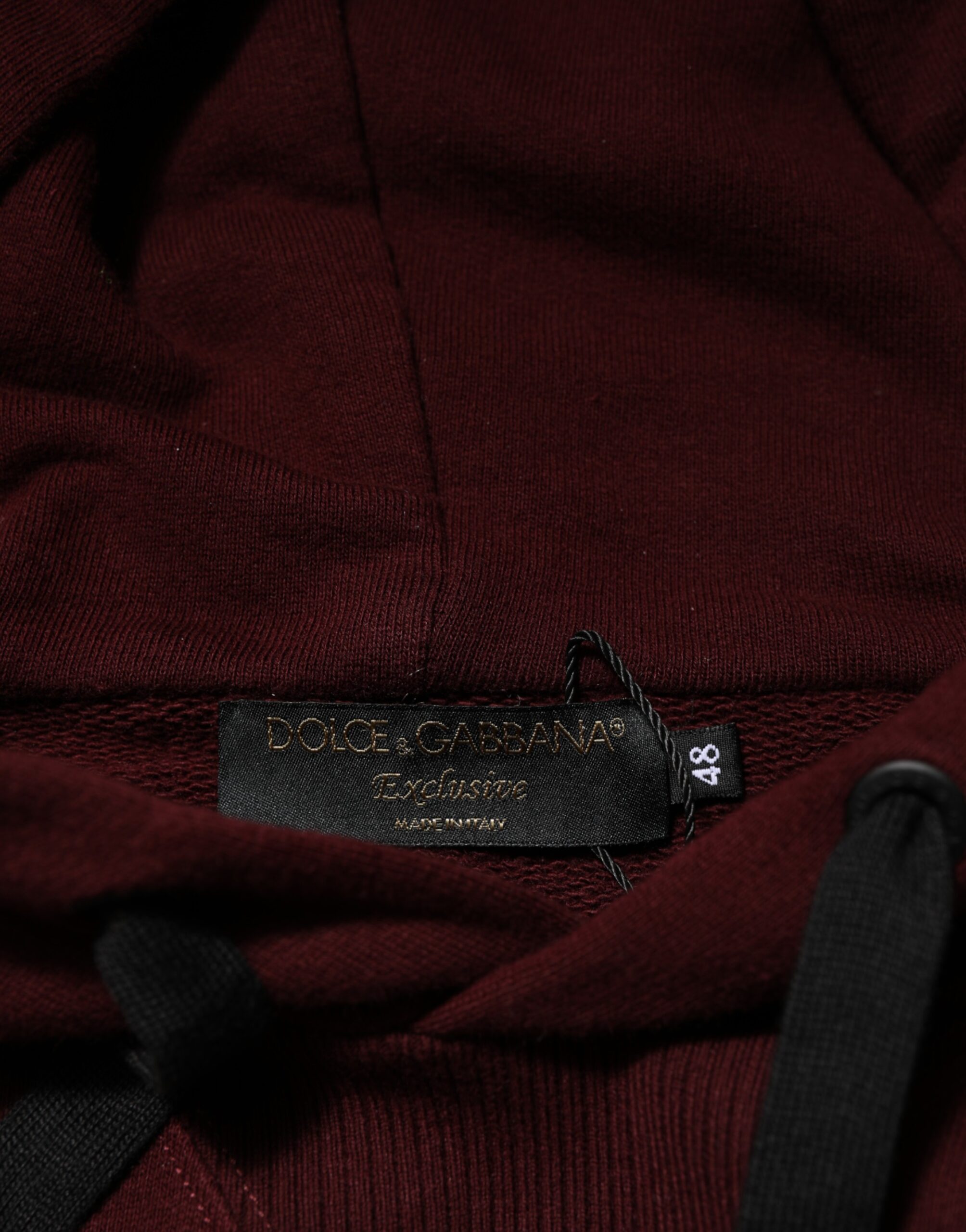Dolce & Gabbana Burgundy Cotton Plaid Lined Men Hoodie Sweater - Image 8