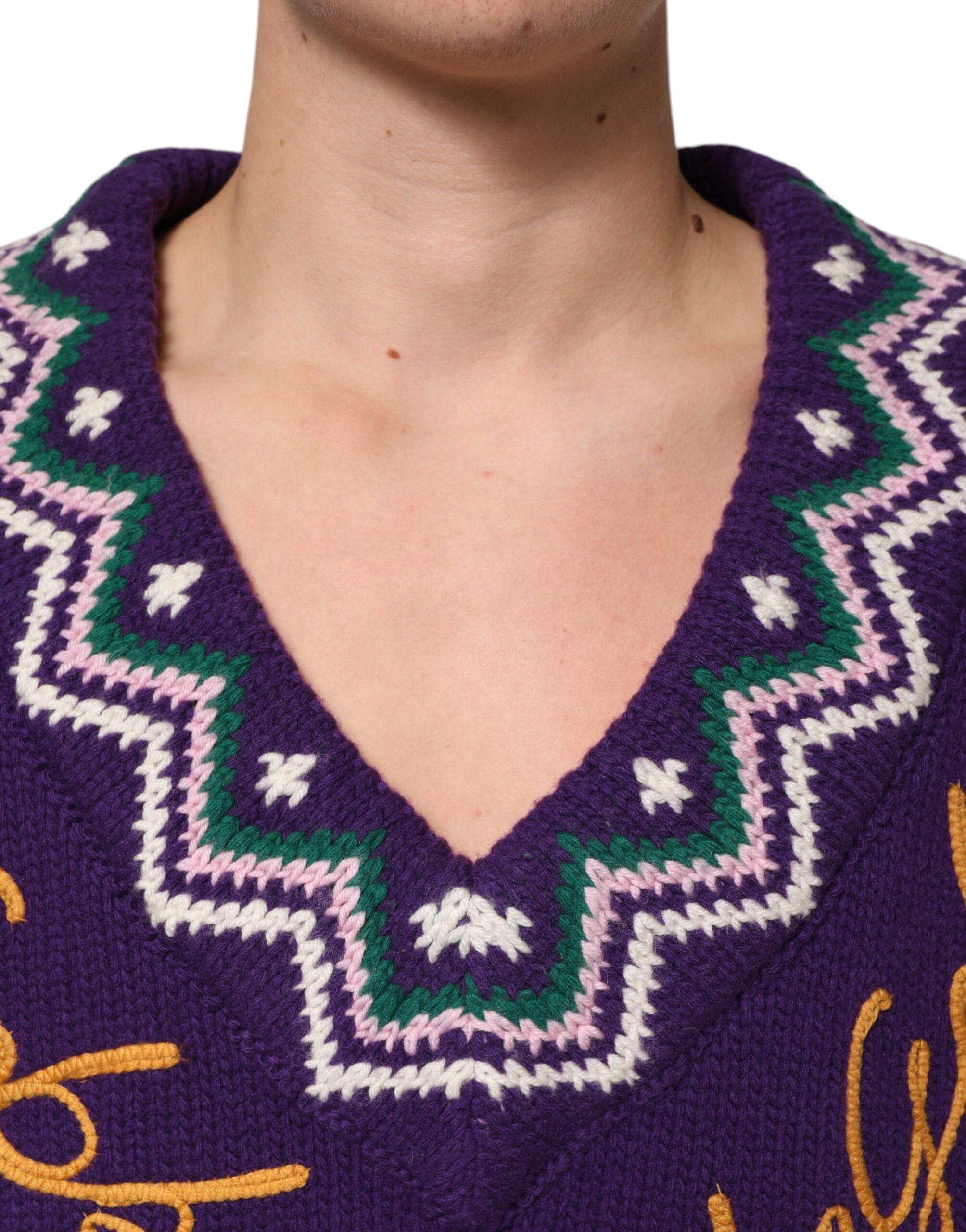 Dolce & Gabbana Purple Wool DG Logo Men Knit Pullover Sweater - Image 5