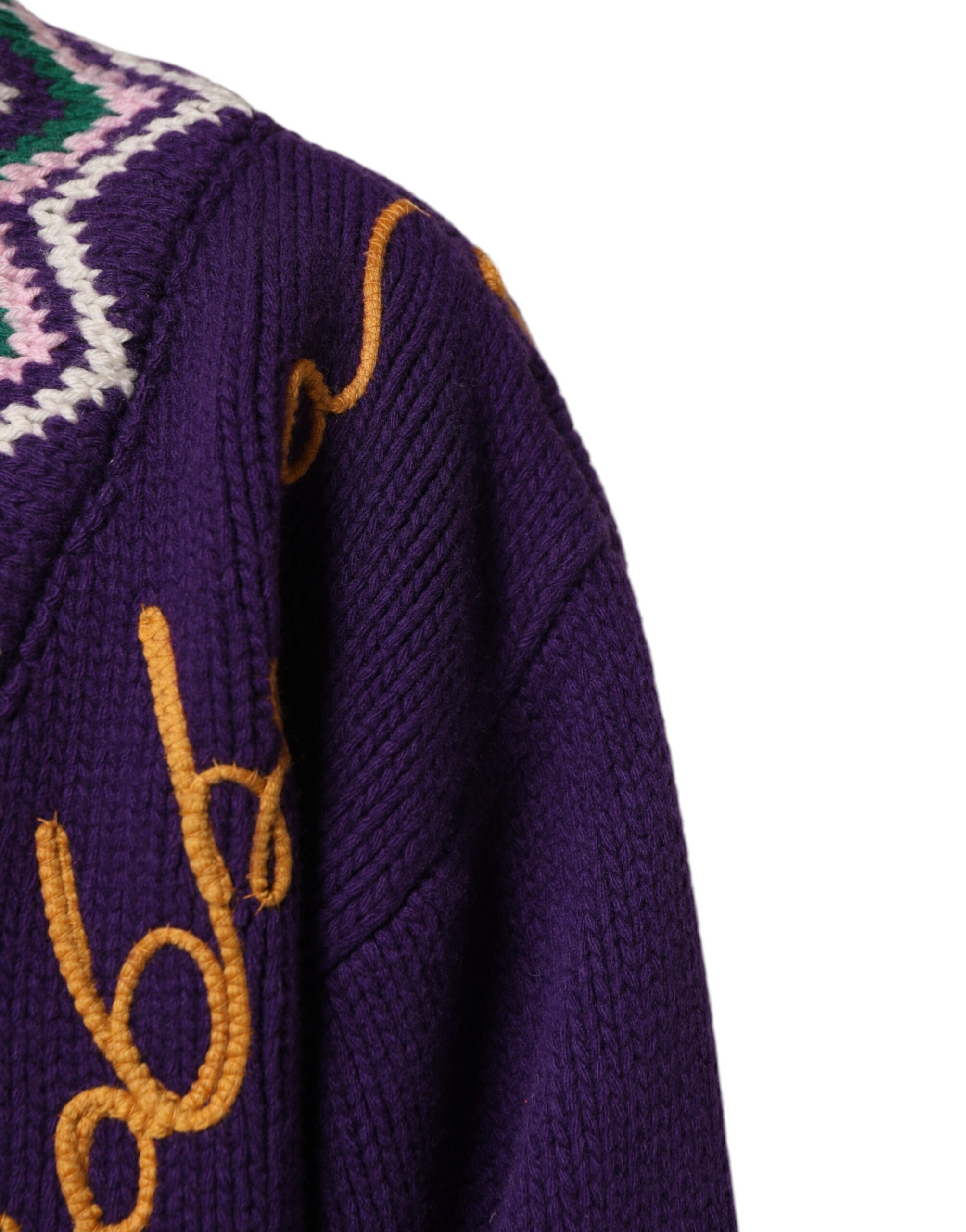 Dolce & Gabbana Purple Wool DG Logo Men Knit Pullover Sweater - Image 6