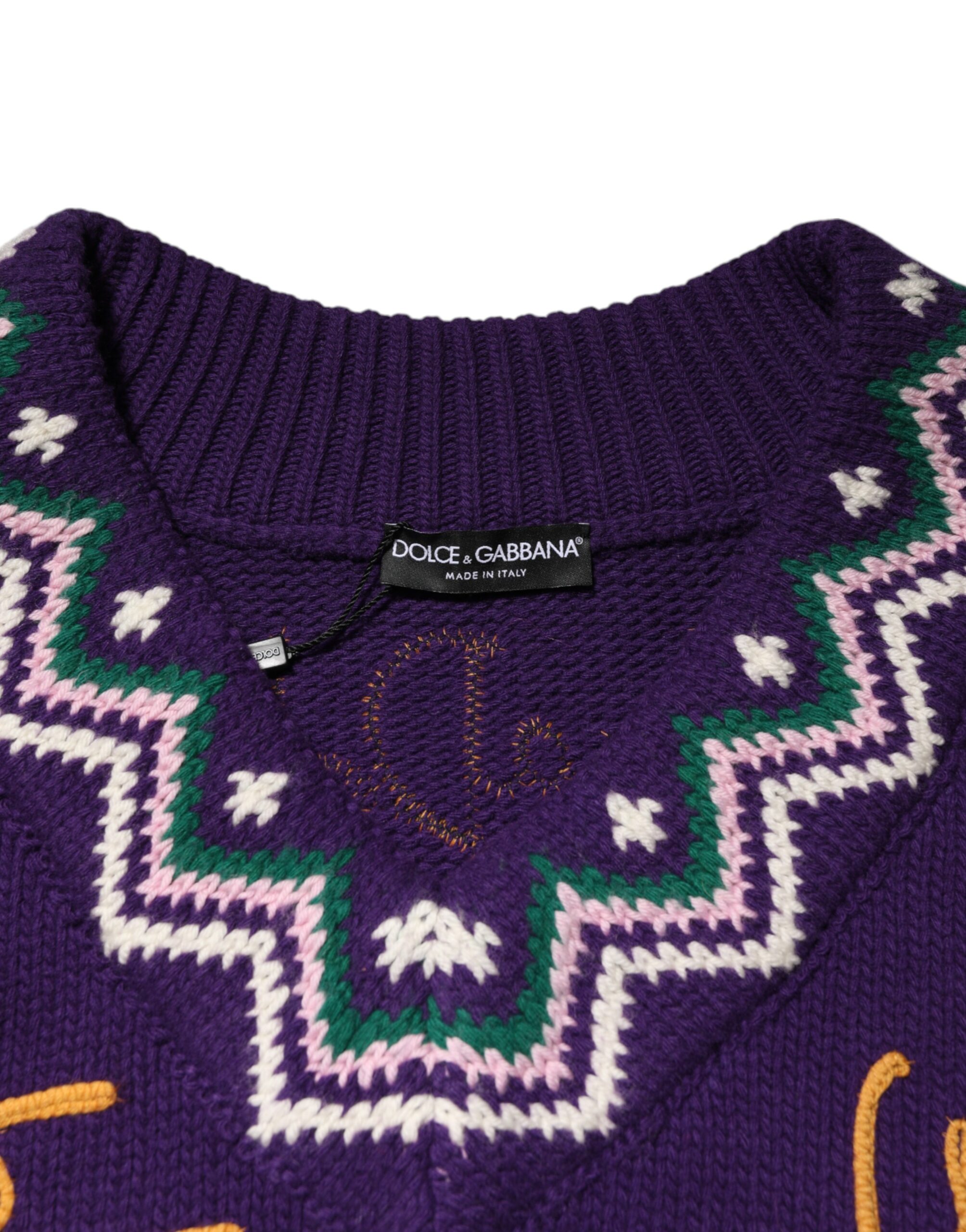 Dolce & Gabbana Purple Wool DG Logo Men Knit Pullover Sweater - Image 7