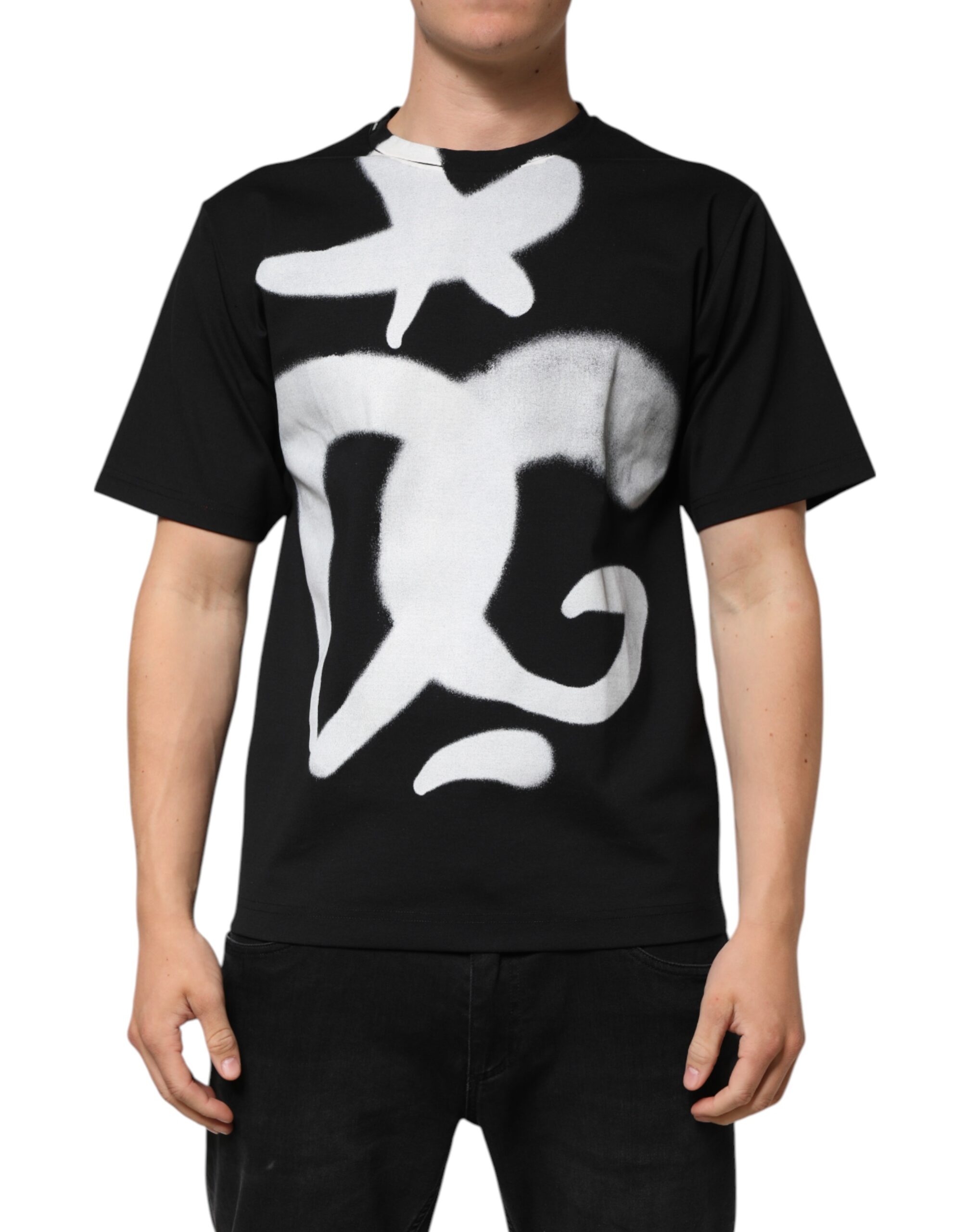 Dolce & Gabbana Black Cotton DG Logo Graffiti Short Sleeve T-shirt - Image 2