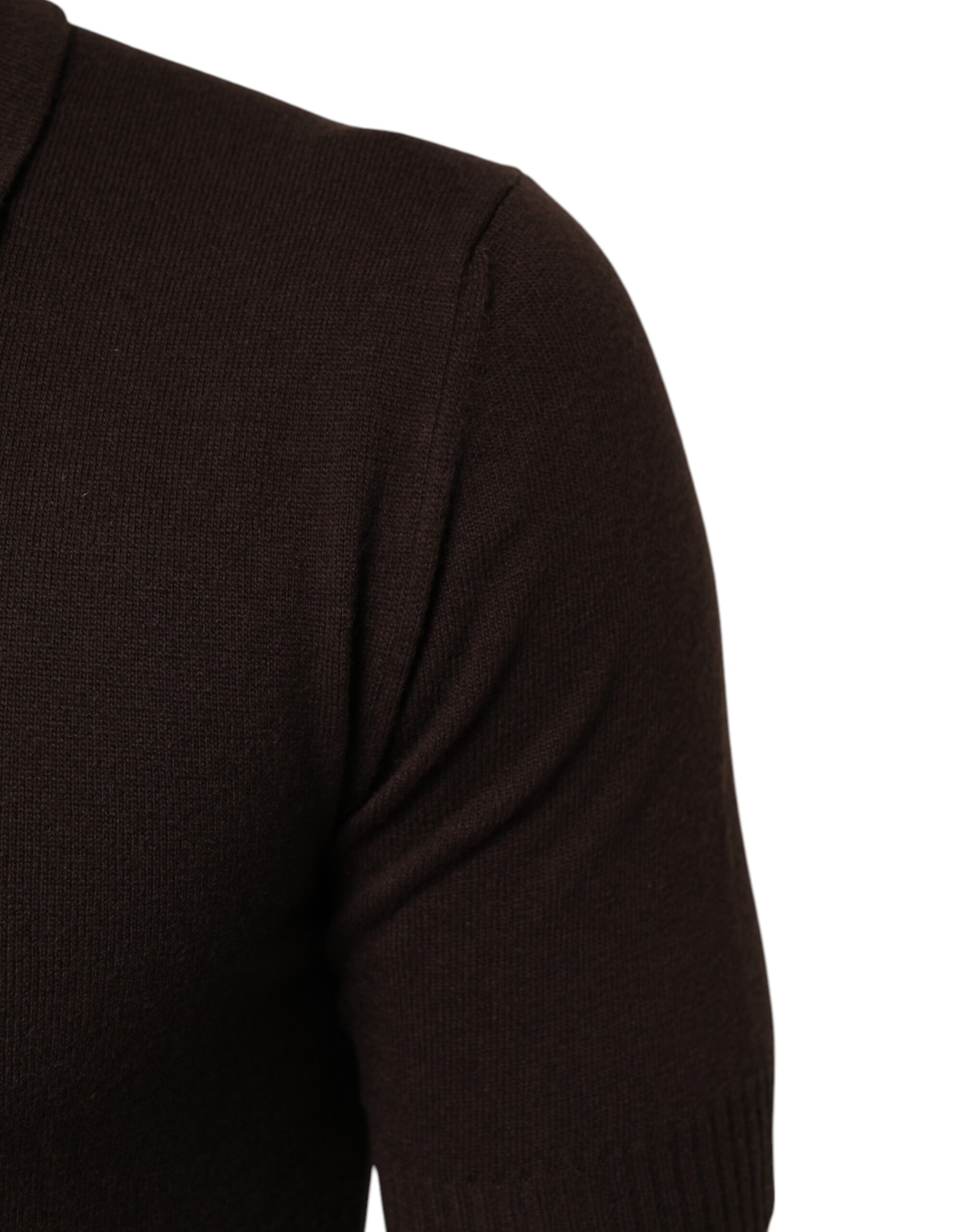 Dolce & Gabbana Brown Wool Logo Embroidered Men Polo T-shirt - Image 6