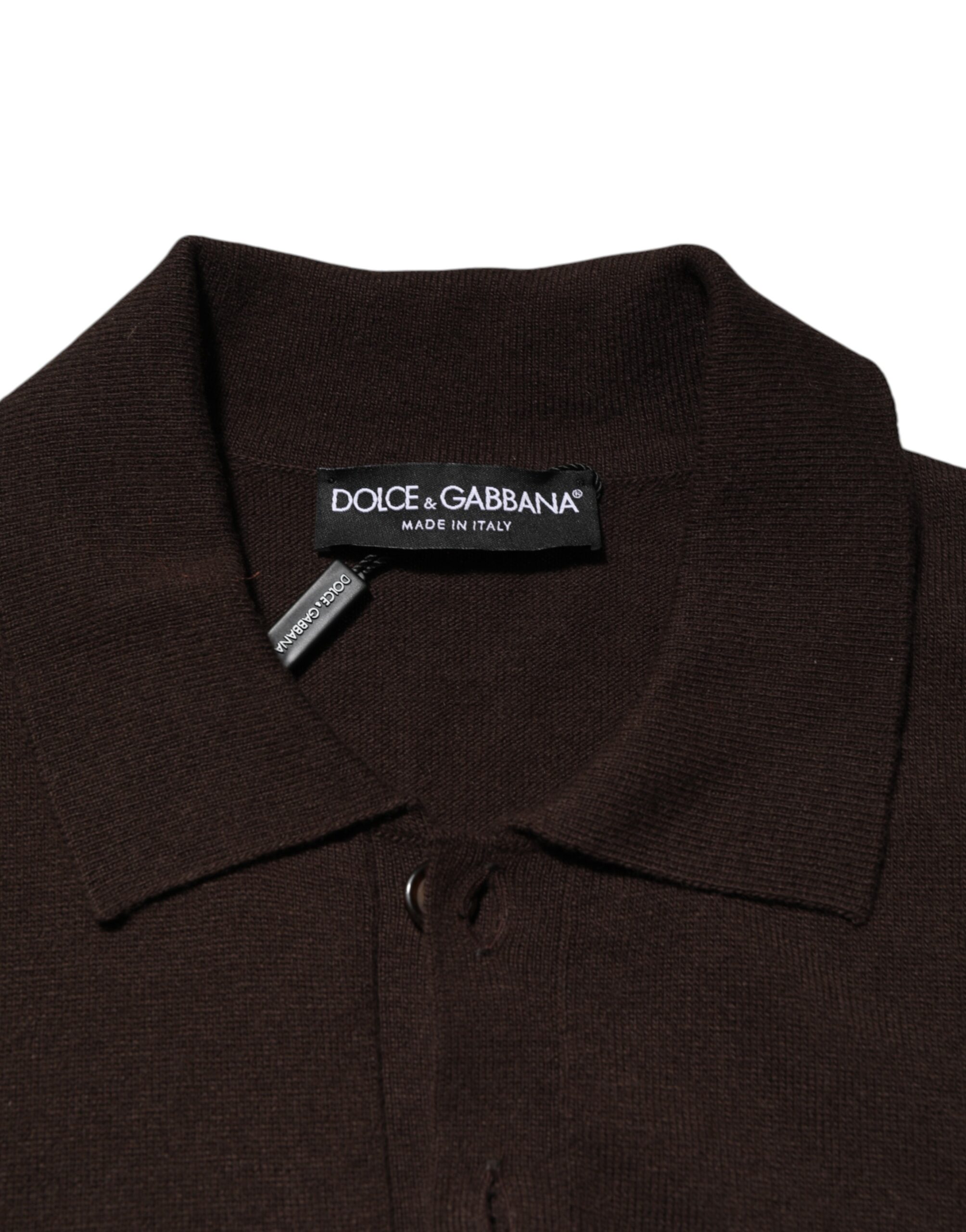 Dolce & Gabbana Brown Wool Logo Embroidered Men Polo T-shirt - Image 7