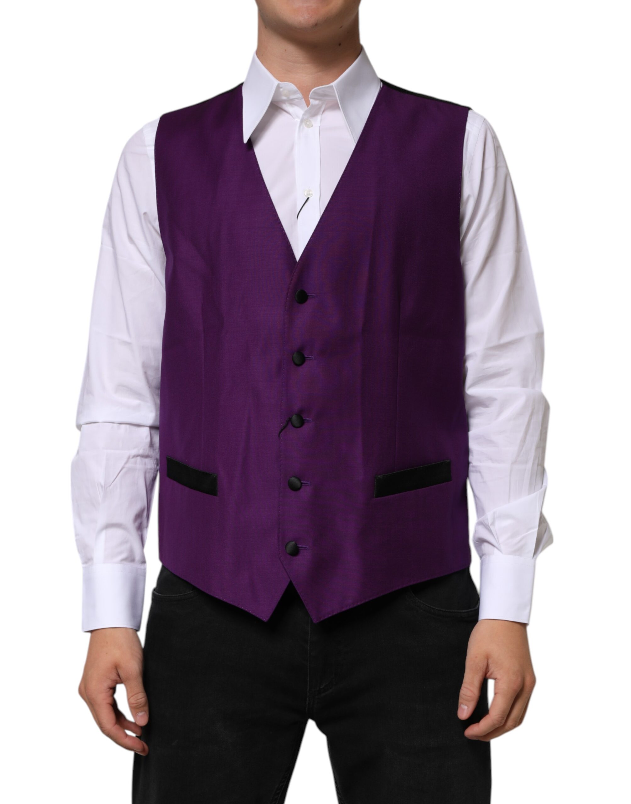 Dolce & Gabbana Purple Wool Dress Formal Waistcoat Vest - Image 2