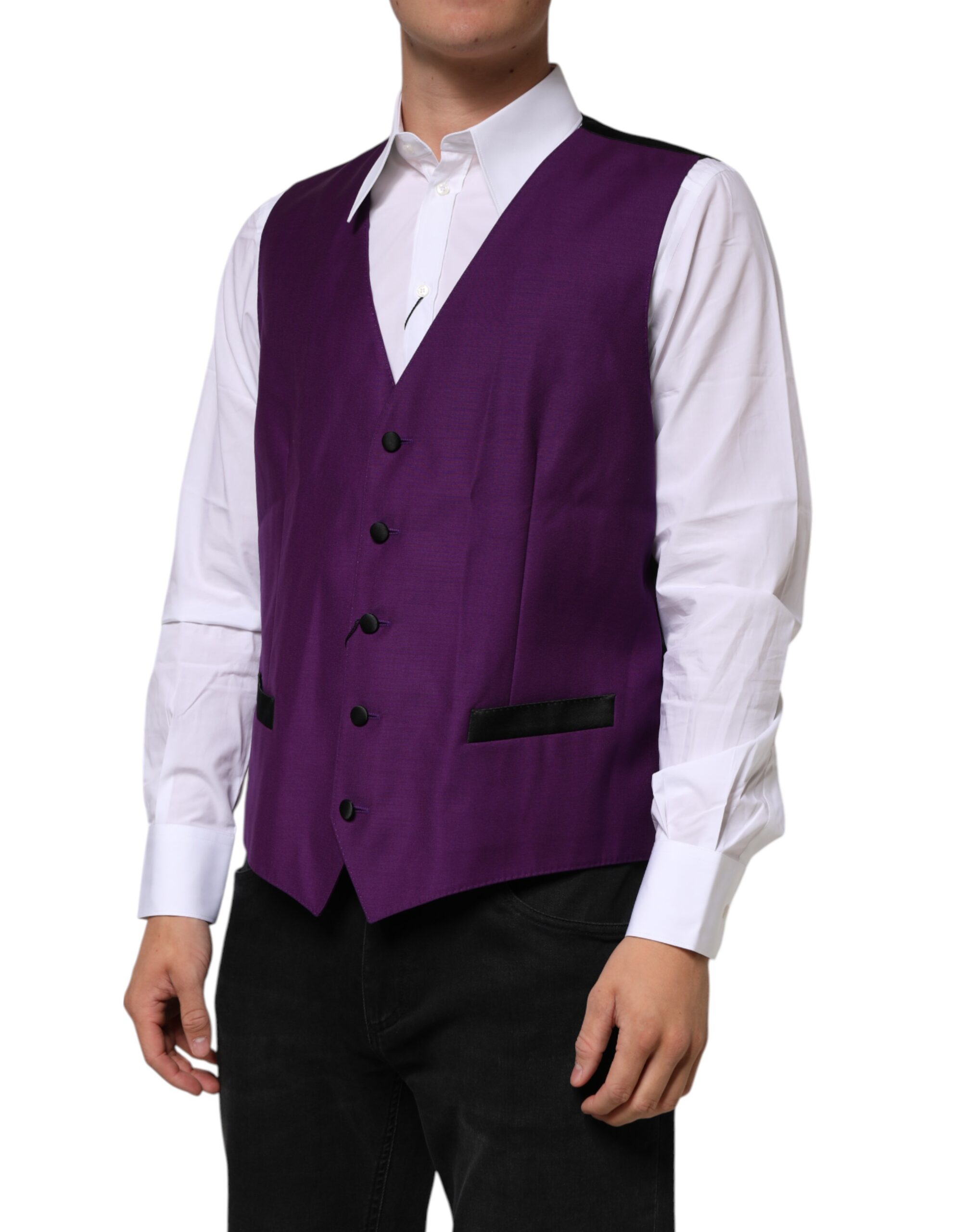 Dolce & Gabbana Purple Wool Dress Formal Waistcoat Vest - Image 3