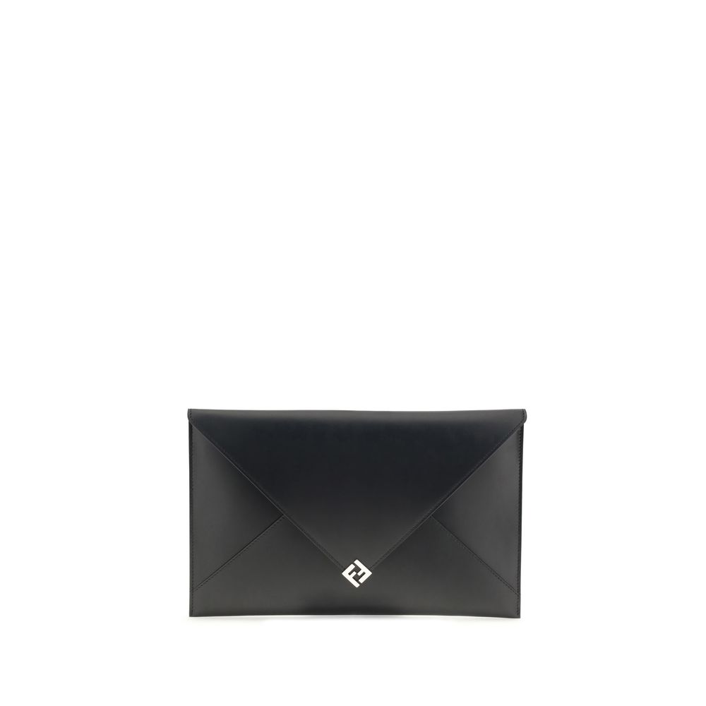 Fendi Black Leather Clutch Bag