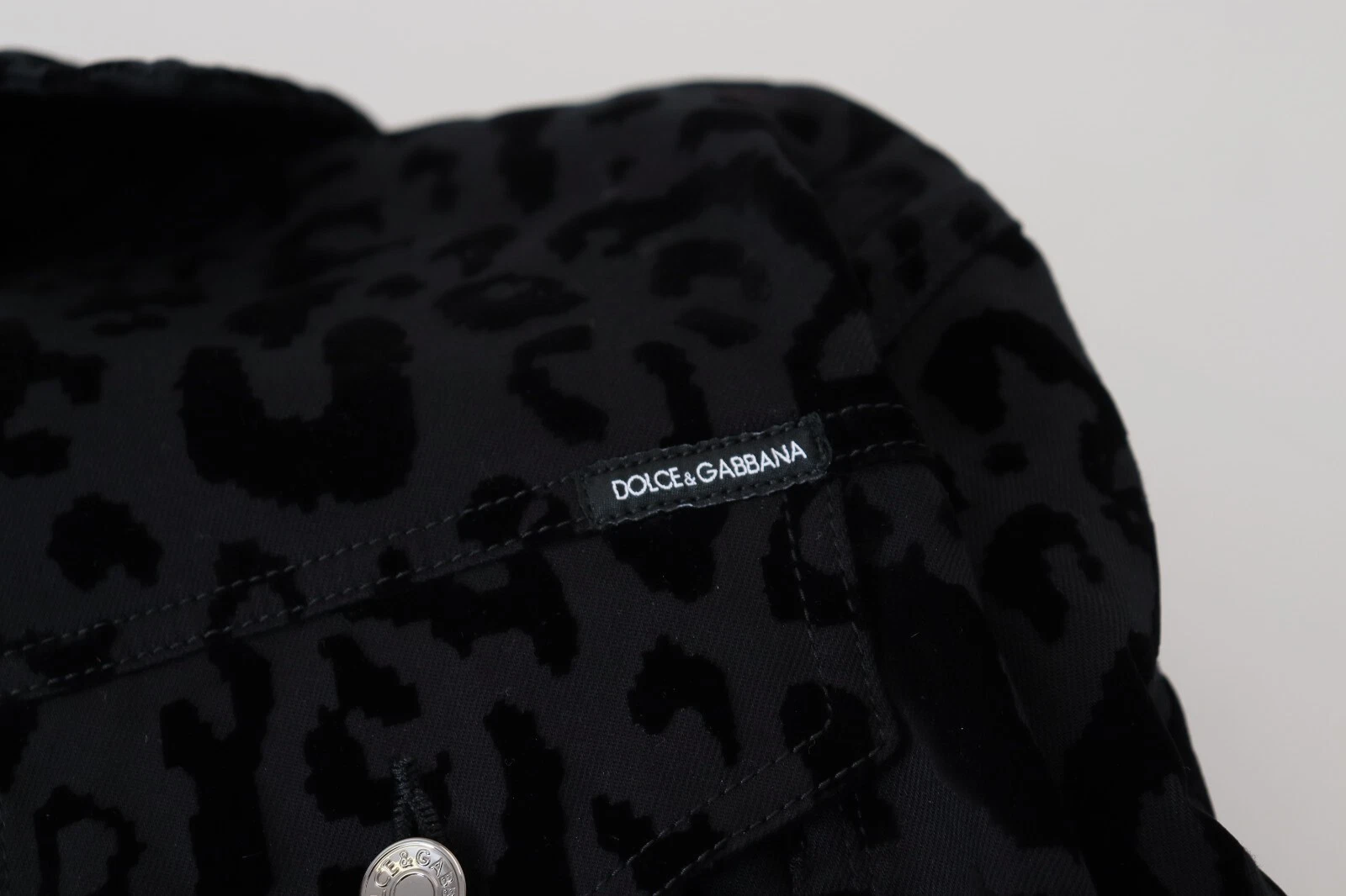 Dolce & Gabbana Cotton Black Leopard Long Sleeve Denim Jacket - Image 6