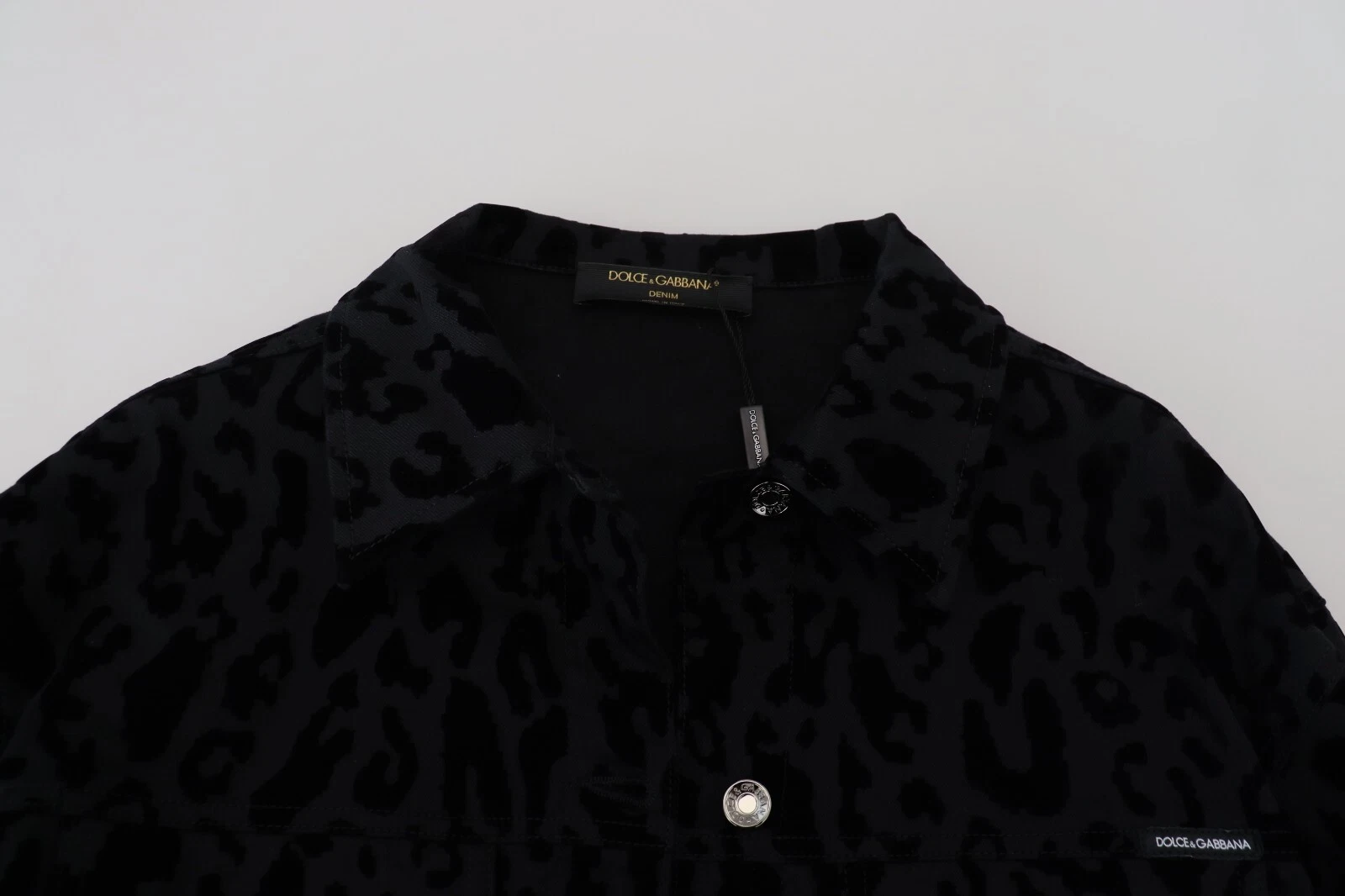 Dolce & Gabbana Cotton Black Leopard Long Sleeve Denim Jacket - Image 8