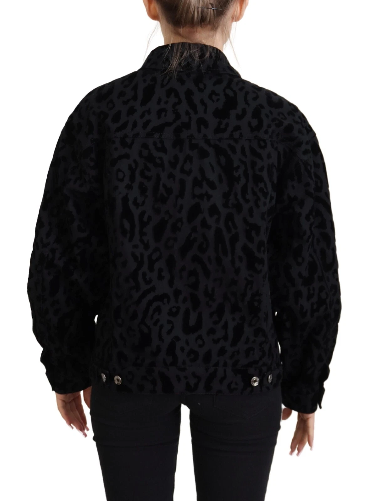 Dolce & Gabbana Cotton Black Leopard Long Sleeve Denim Jacket - Image 4