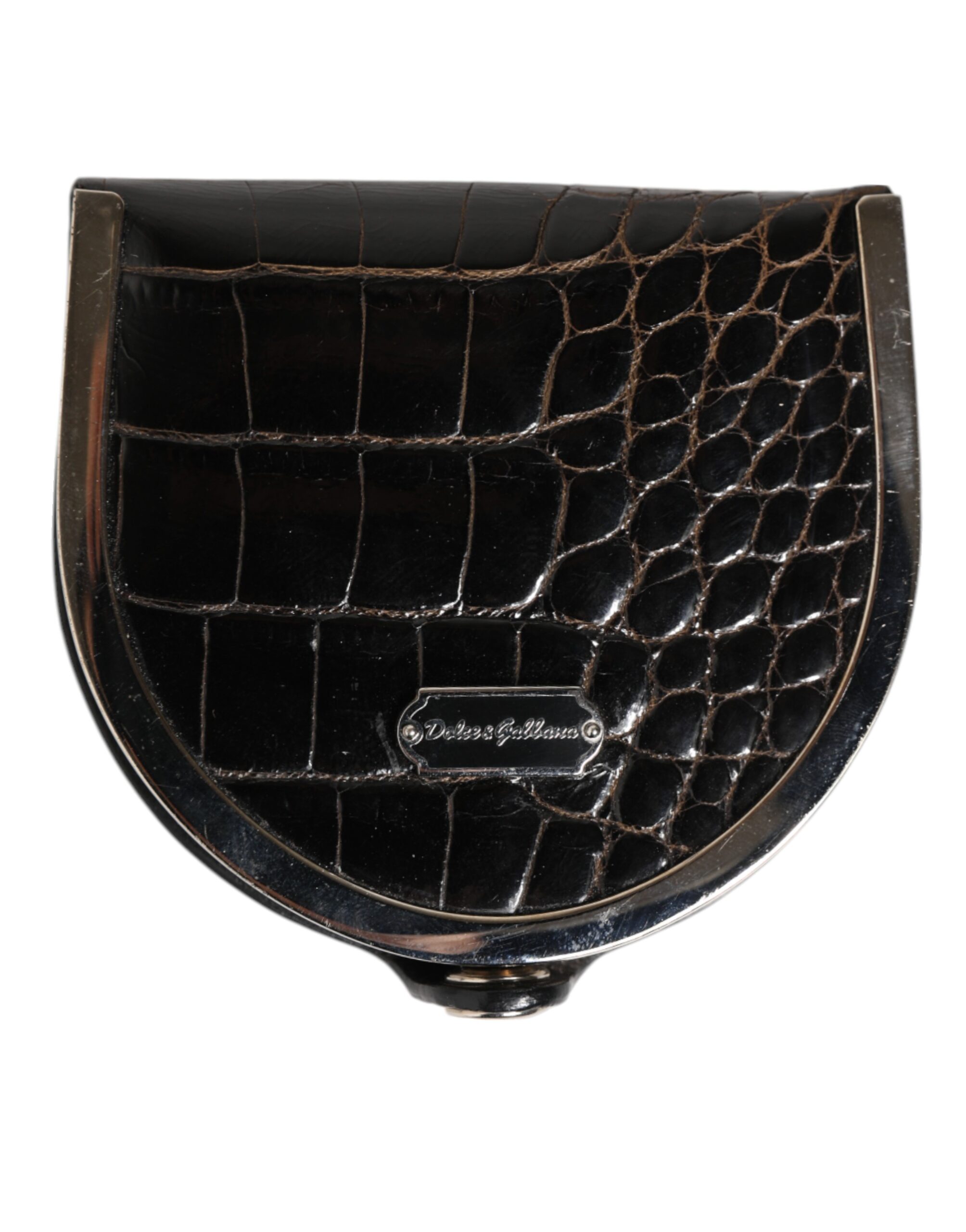 Dolce & Gabbana Black Polished Crocodile Leather Mens Coin Purse Wallet - Image 2