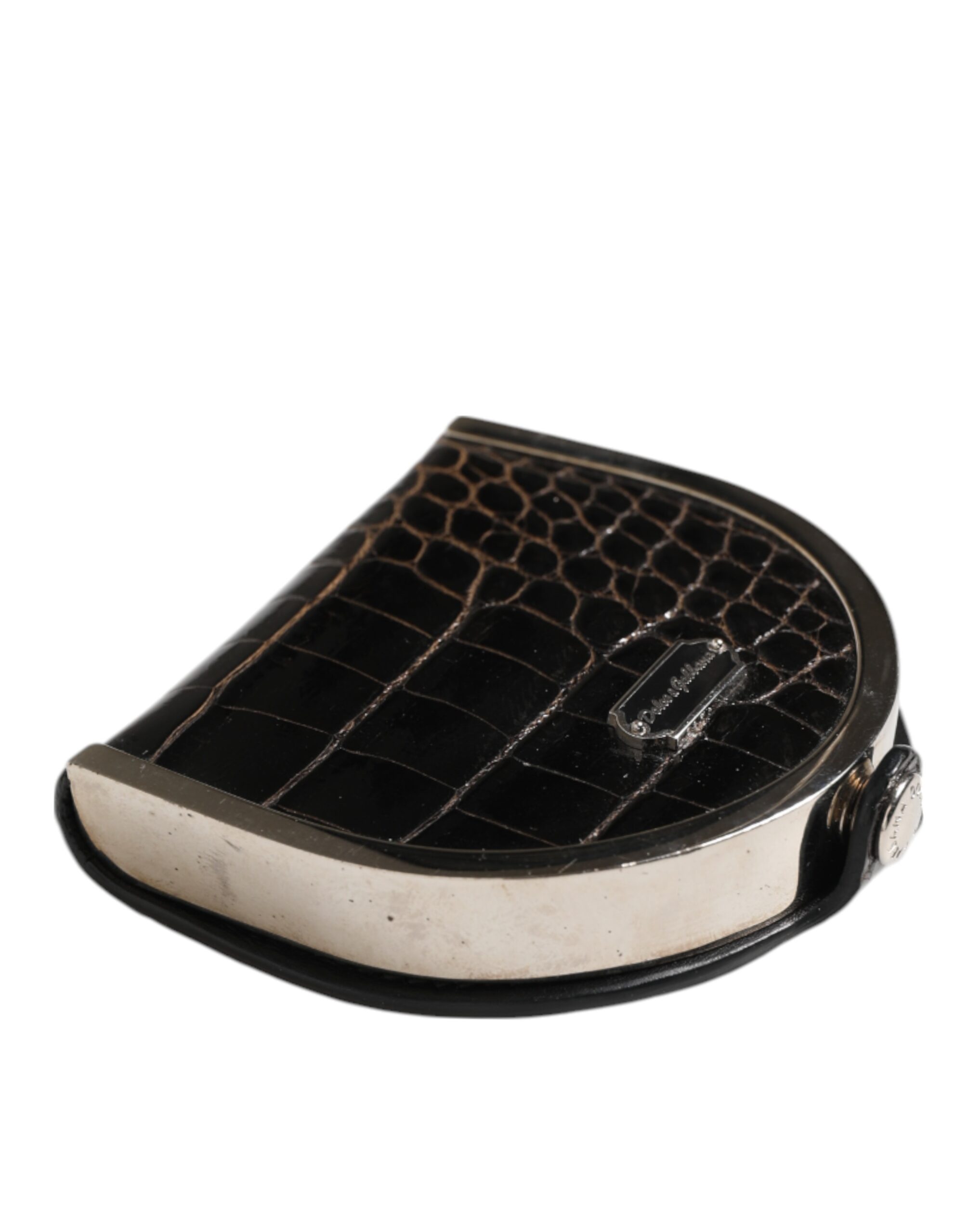 Dolce & Gabbana Black Polished Crocodile Leather Mens Coin Purse Wallet - Image 3