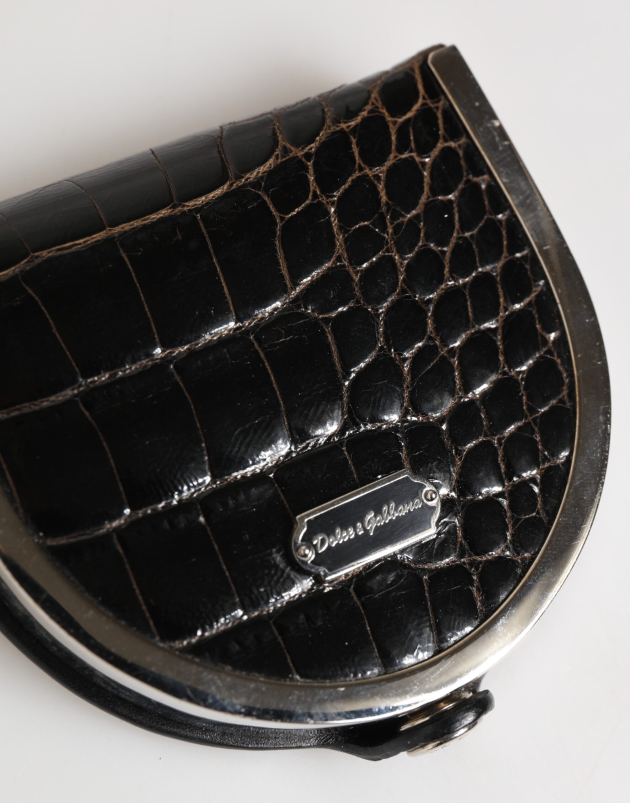 Dolce & Gabbana Black Polished Crocodile Leather Mens Coin Purse Wallet - Image 4