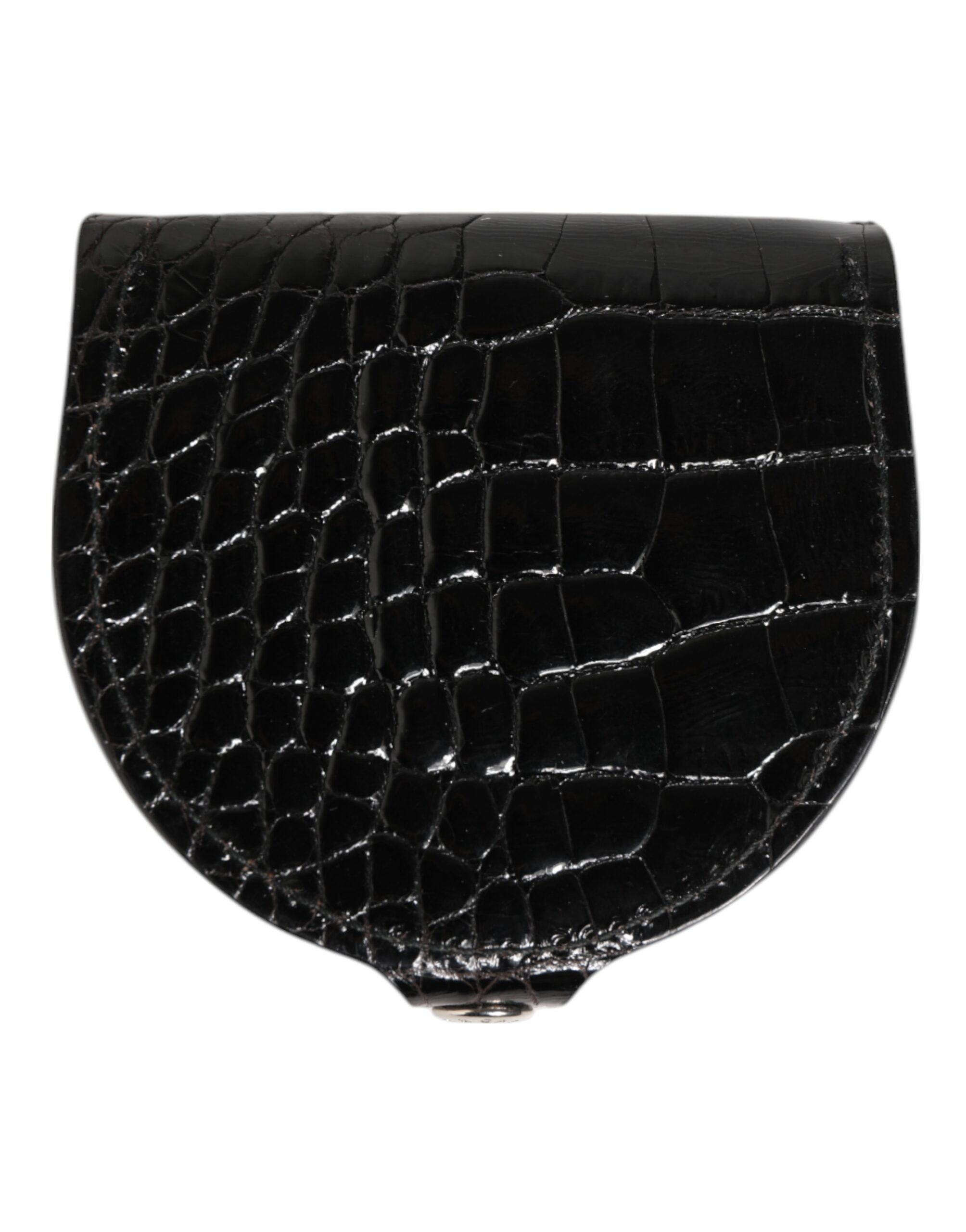 Dolce & Gabbana Black Polished Crocodile Leather Mens Coin Purse Wallet - Image 5