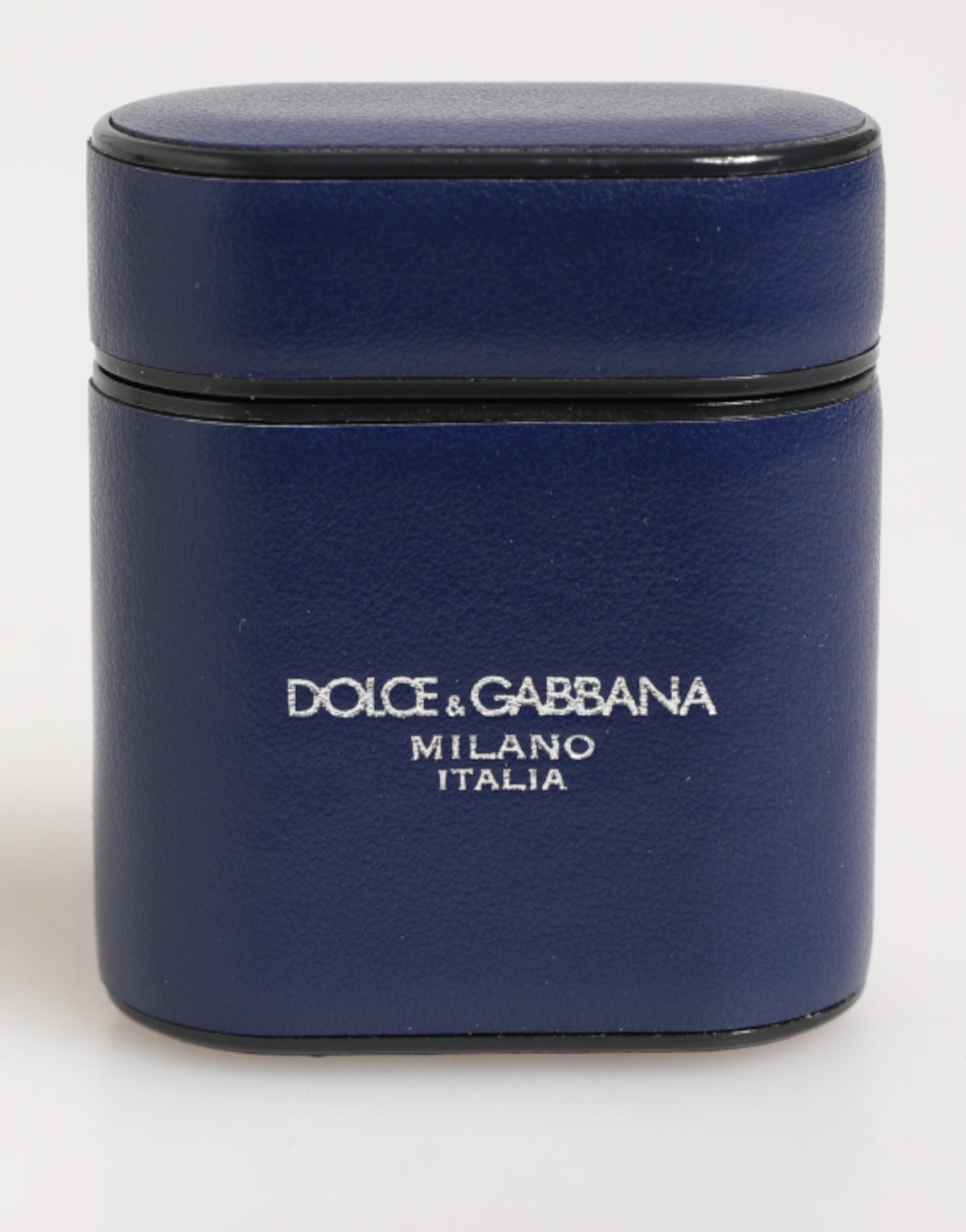 Dolce & Gabbana Blue Leather Logo Print Flip Holder Men Airpods Case - Image 2
